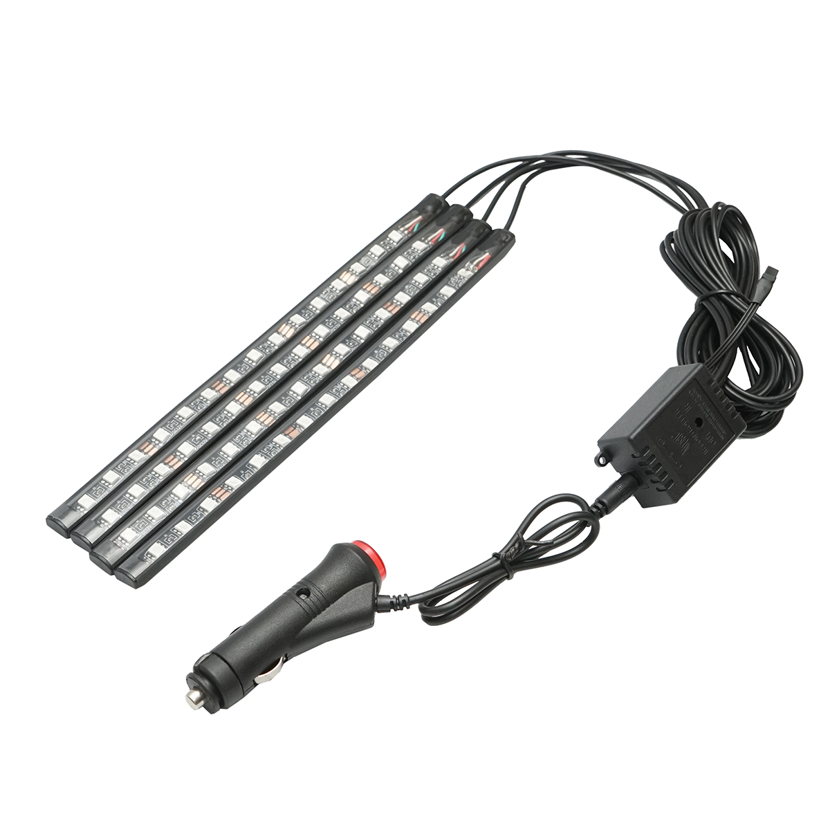 Banda LED lumini ambientale auto 12V, 9W cu telecomanda, control muzical 4x26.7cm RGB Breckner Germany - imagine 4
