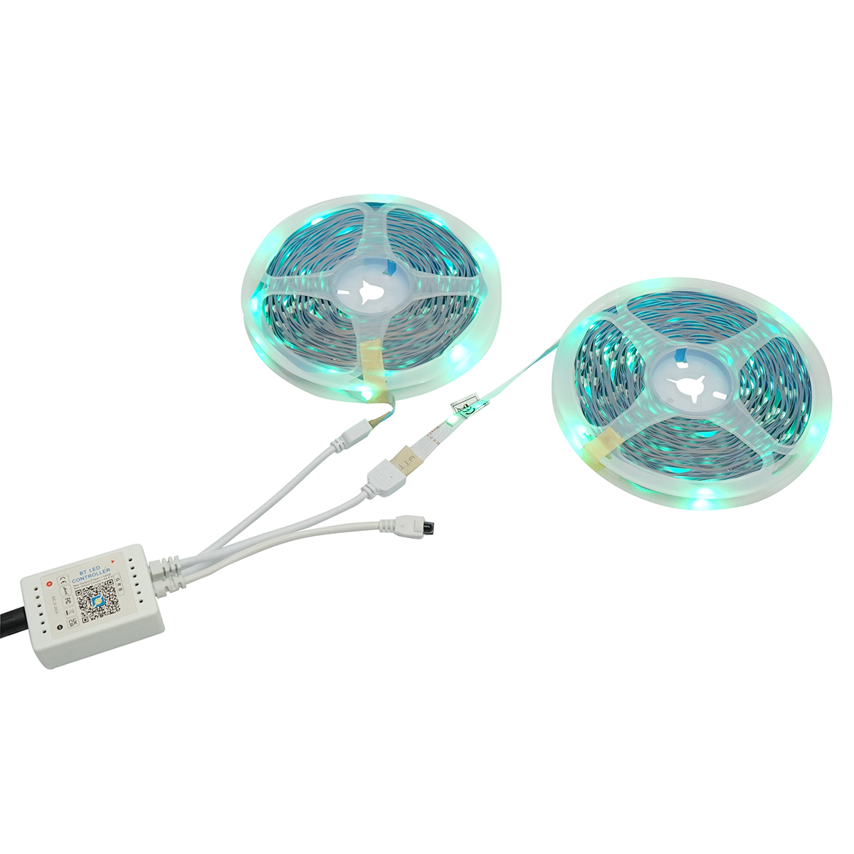 Banda LED smart 2x15m, 24V cu telecomanda, control vocal, bluetooth, aplicatie USB, 30m RGB IP20 Breckner Germany - imagine 3