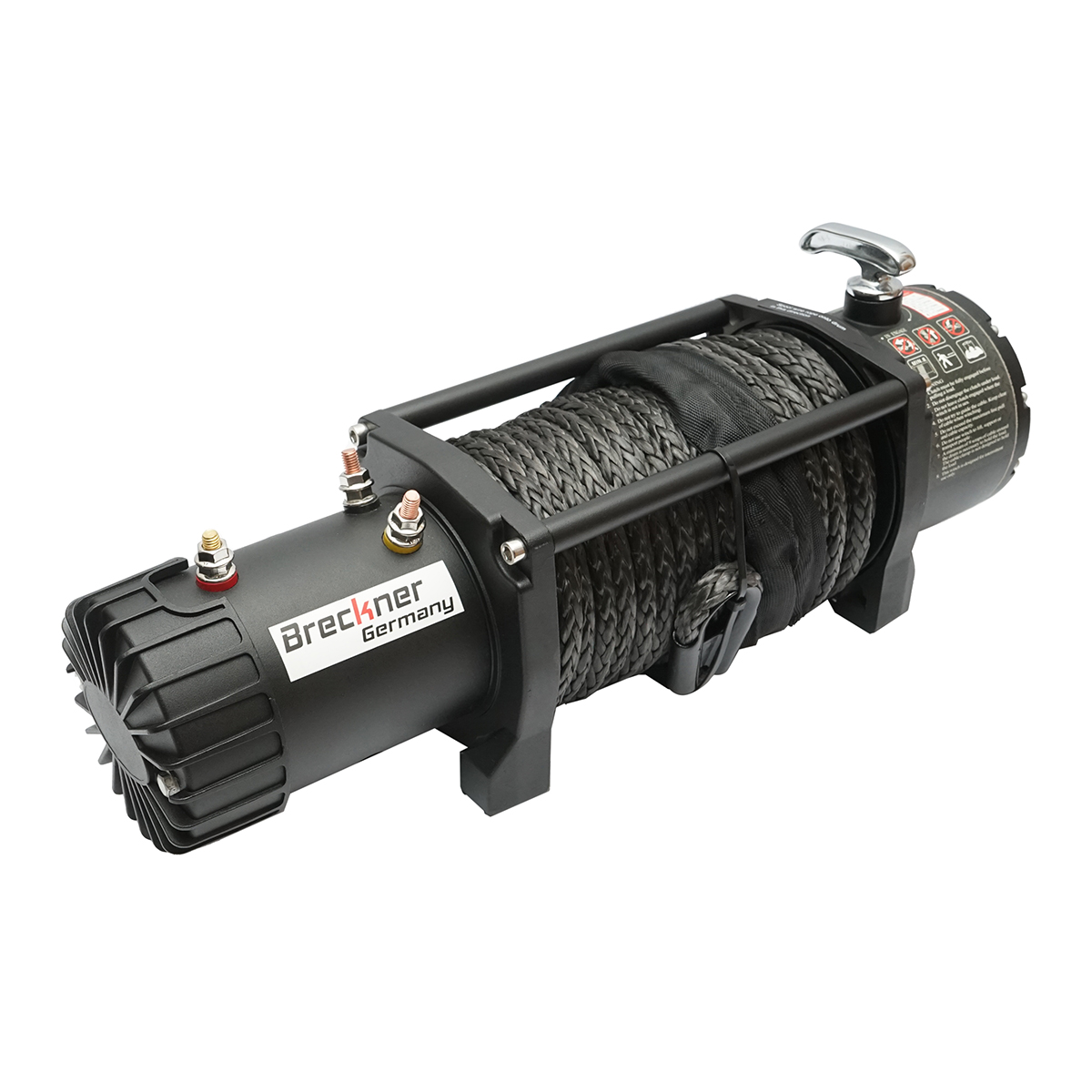 Troliu electric cu telecomanda 12V, 6.5cp, 6.1T (13500lbs) cablu sintetic 9x24m solenoid 400A Breckner Germany - imagine 4