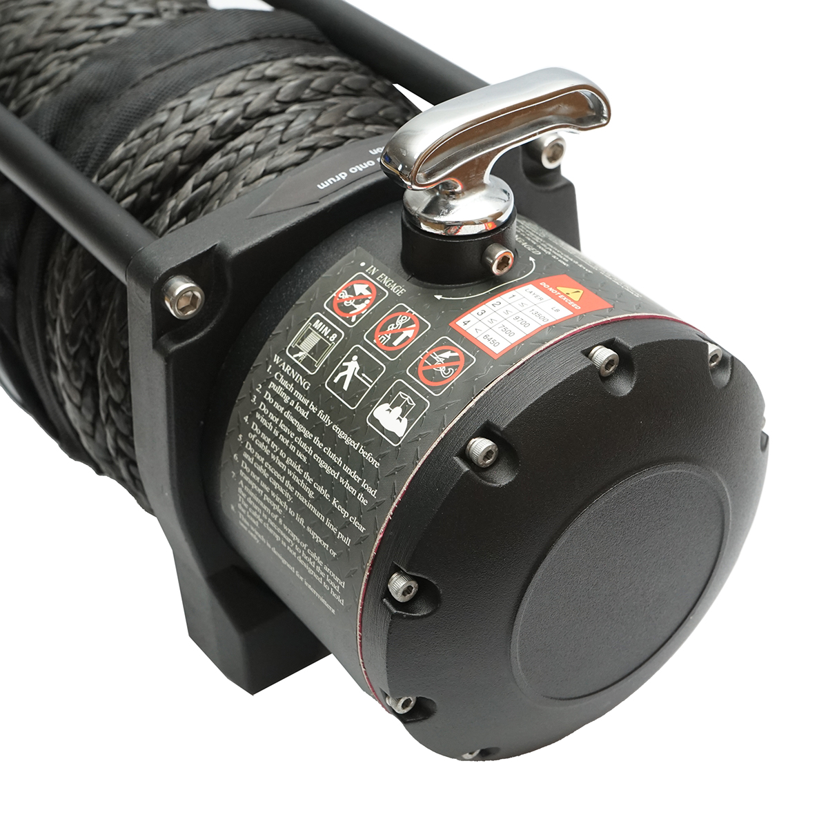 Troliu electric cu telecomanda 12V, 6.5cp, 6.1T (13500lbs) cablu sintetic 9x24m solenoid 400A Breckner Germany - imagine 6