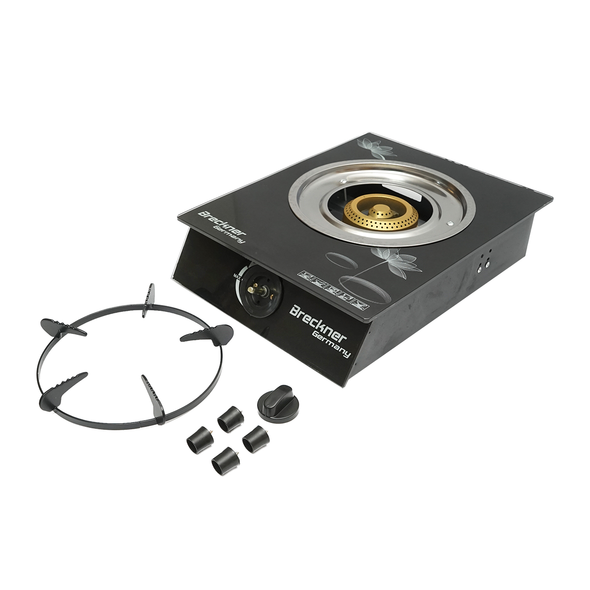 Aragaz, plita cu un arzator din fonta 2.5KW, sticla securizata 400x300x90mm Breckner Germany - imagine 2