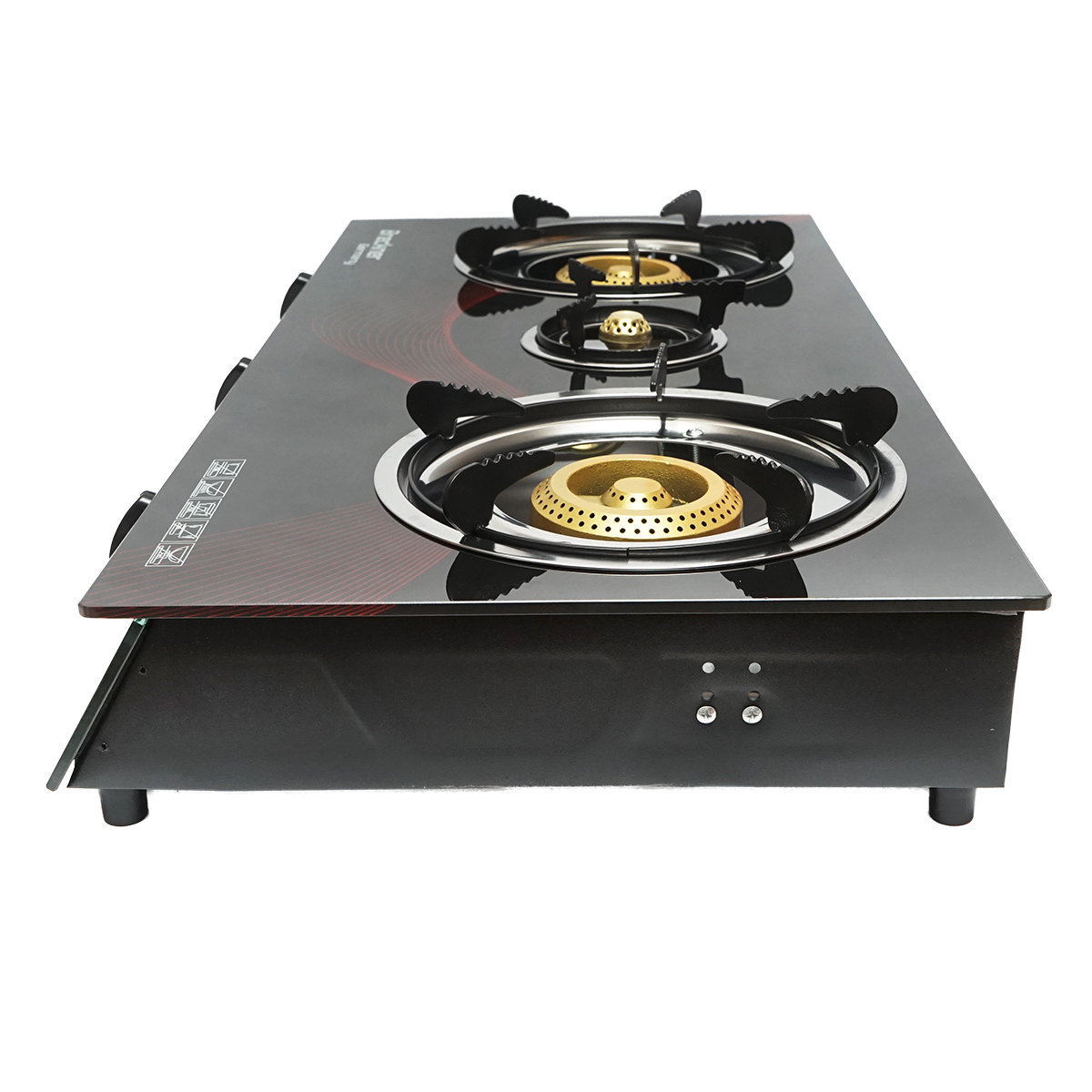 Aragaz, plita cu 3 arzatoare din fonta 2.5KW, sticla securizata 700x380x94mm Breckner Germany	 - imagine 3