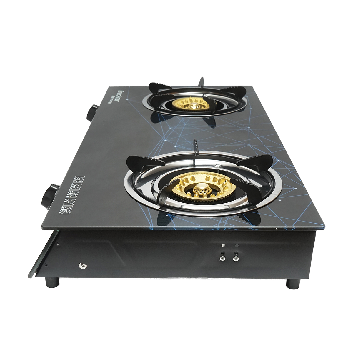 Aragaz, plita cu 2 arzatoare din fonta 3KW, sticla securizata 700x380x94mm Breckner Germany - imagine 3