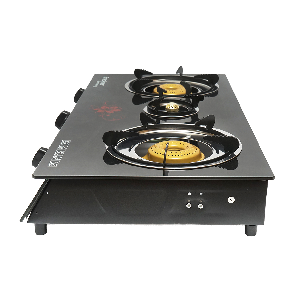 Aragaz, plita cu 3 arzatoare metalice 2.5KW, sticla securizata 700x380x94mm Breckner Germany - imagine 3