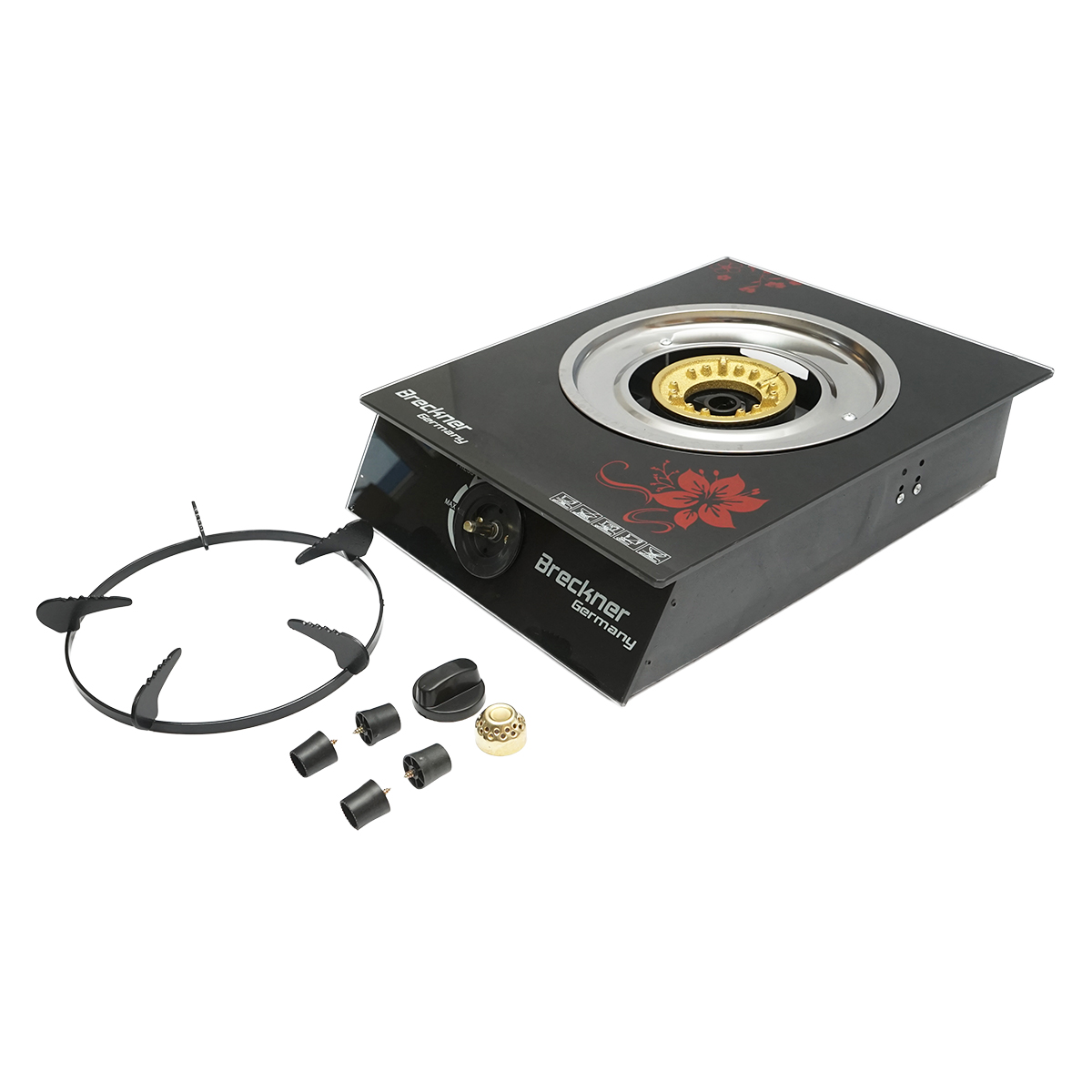 Aragaz, plita cu un arzator din fonta 3KW, sticla securizata 400x300x90mm Breckner Germany - imagine 2