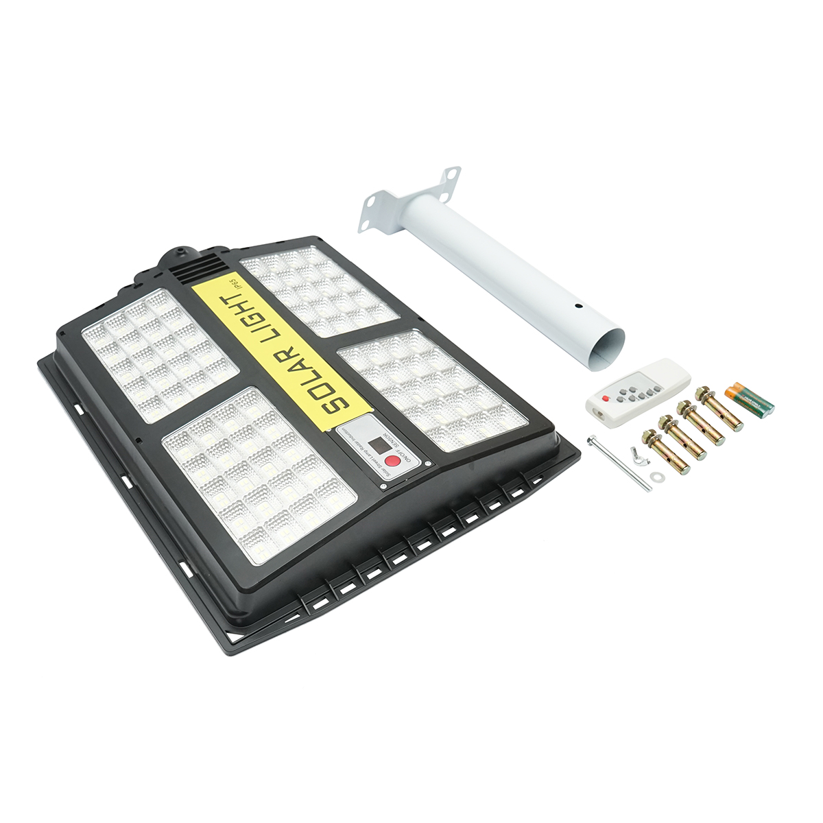 Lampa solara LED iluminat stradal 200W 6500K cu panou solar 15W, baterie 15000mAh, telecomanda, prindere pe stalp IP65 Breckner Germany - imagine 3