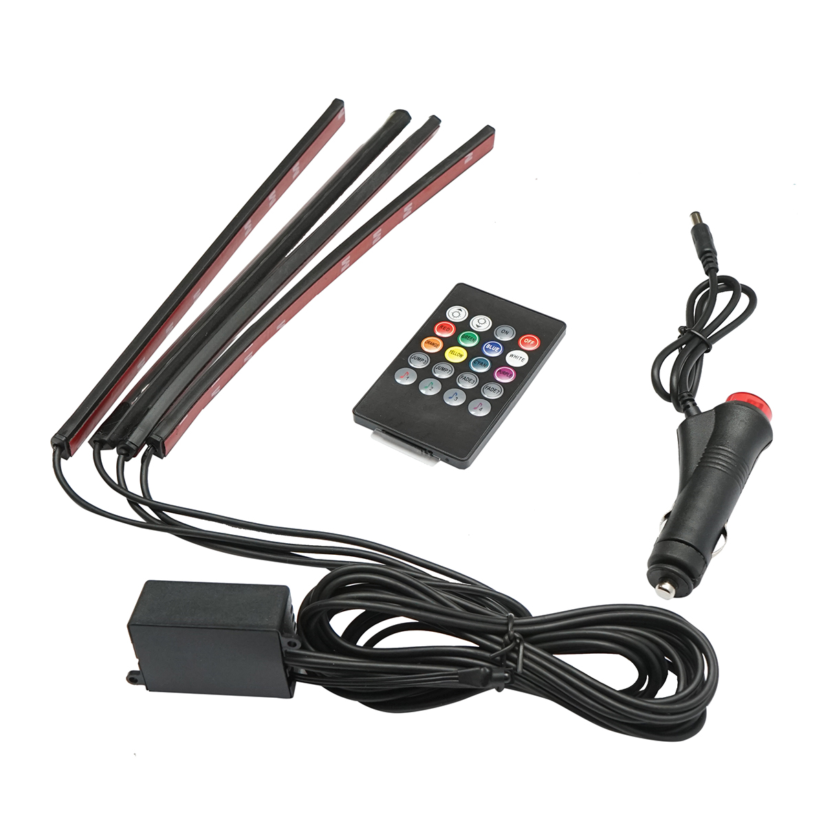 Banda LED lumini ambientale auto 12V cu telecomanda, control muzical 4x267mm RGB Breckner Germany - imagine 3