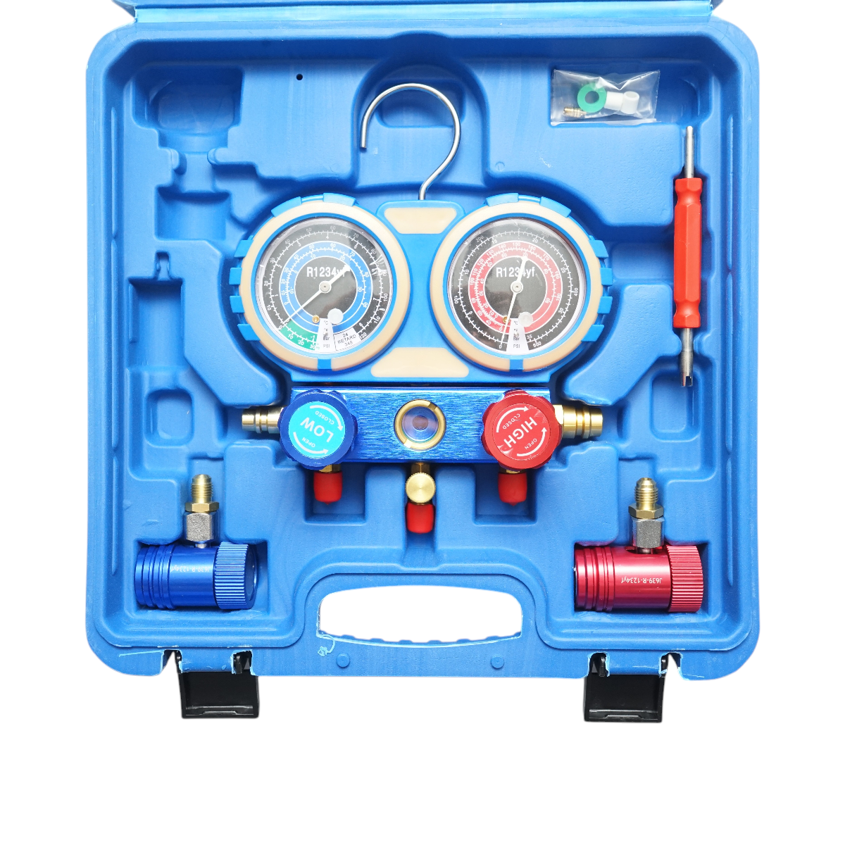 Trusa verificare si incarcare instalatii aer conditionat auto, freon R22, R32, R134a, R410a Breckner Germany - imagine 2