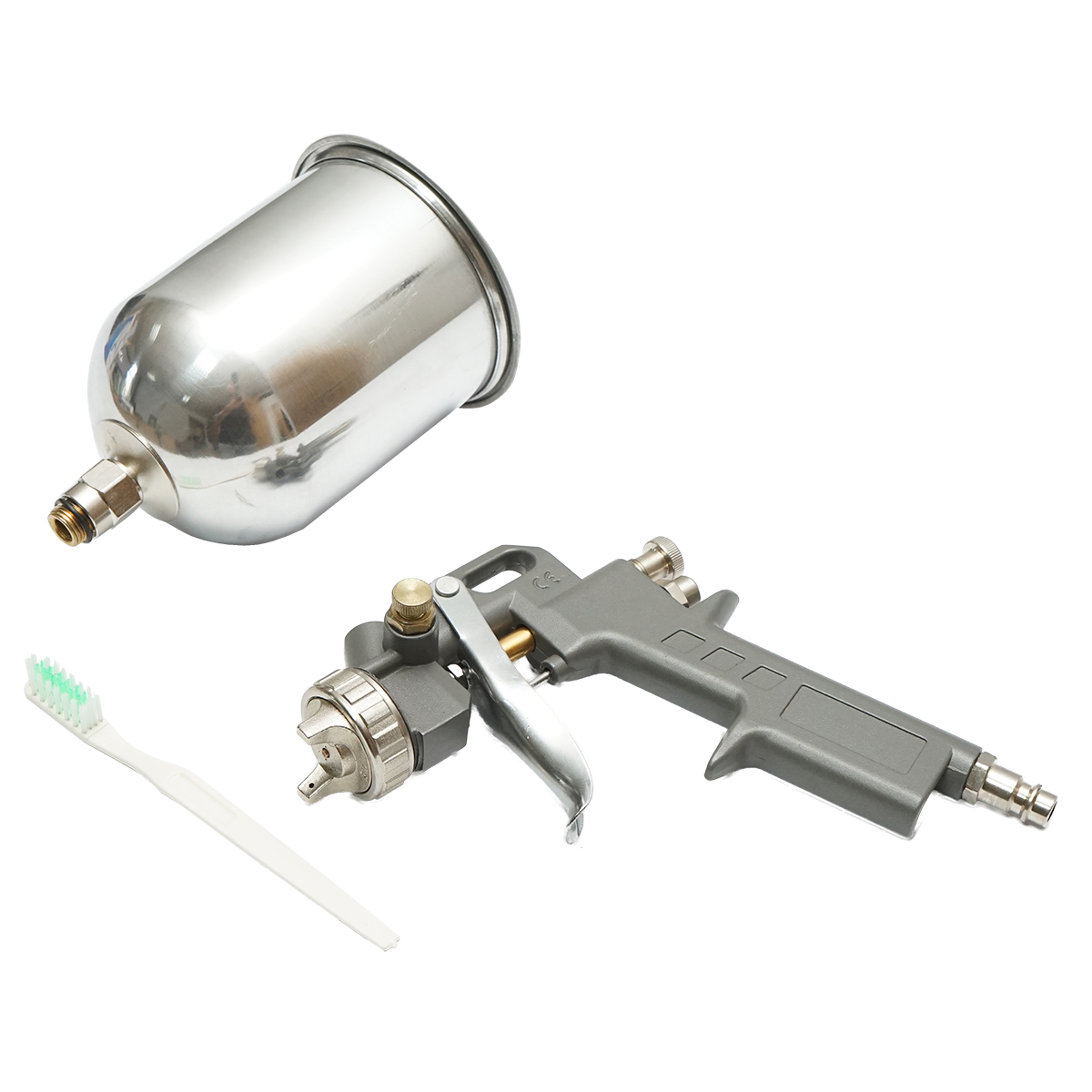 Pistol de vopsit cu aer comprimat 0.6L, cupa din inox in partea de sus, duza 1.5mm - imagine 2