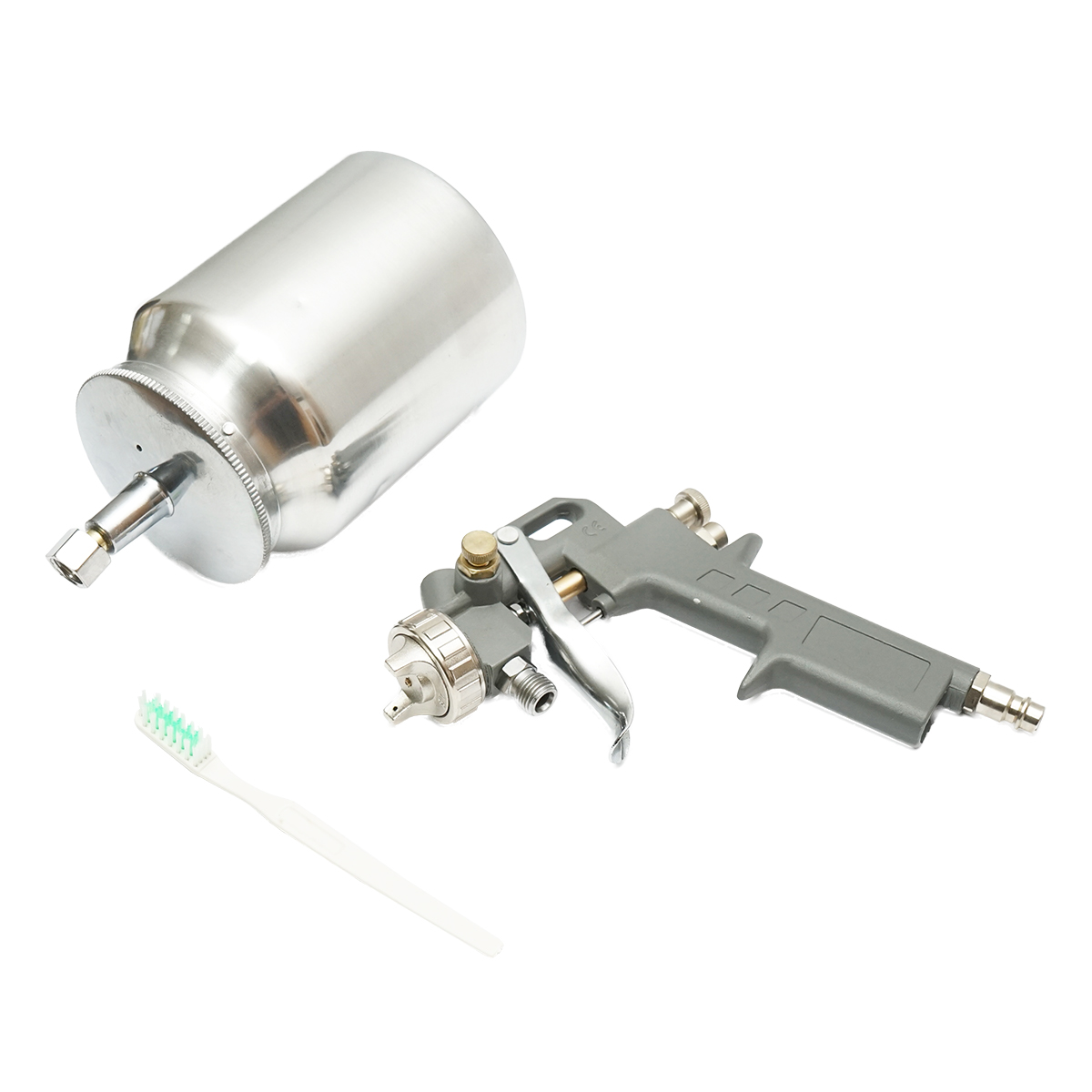 Pistol de vopsit cu aer comprimat 1L, cupa din inox in partea de jos, duza 1.5mm - imagine 2