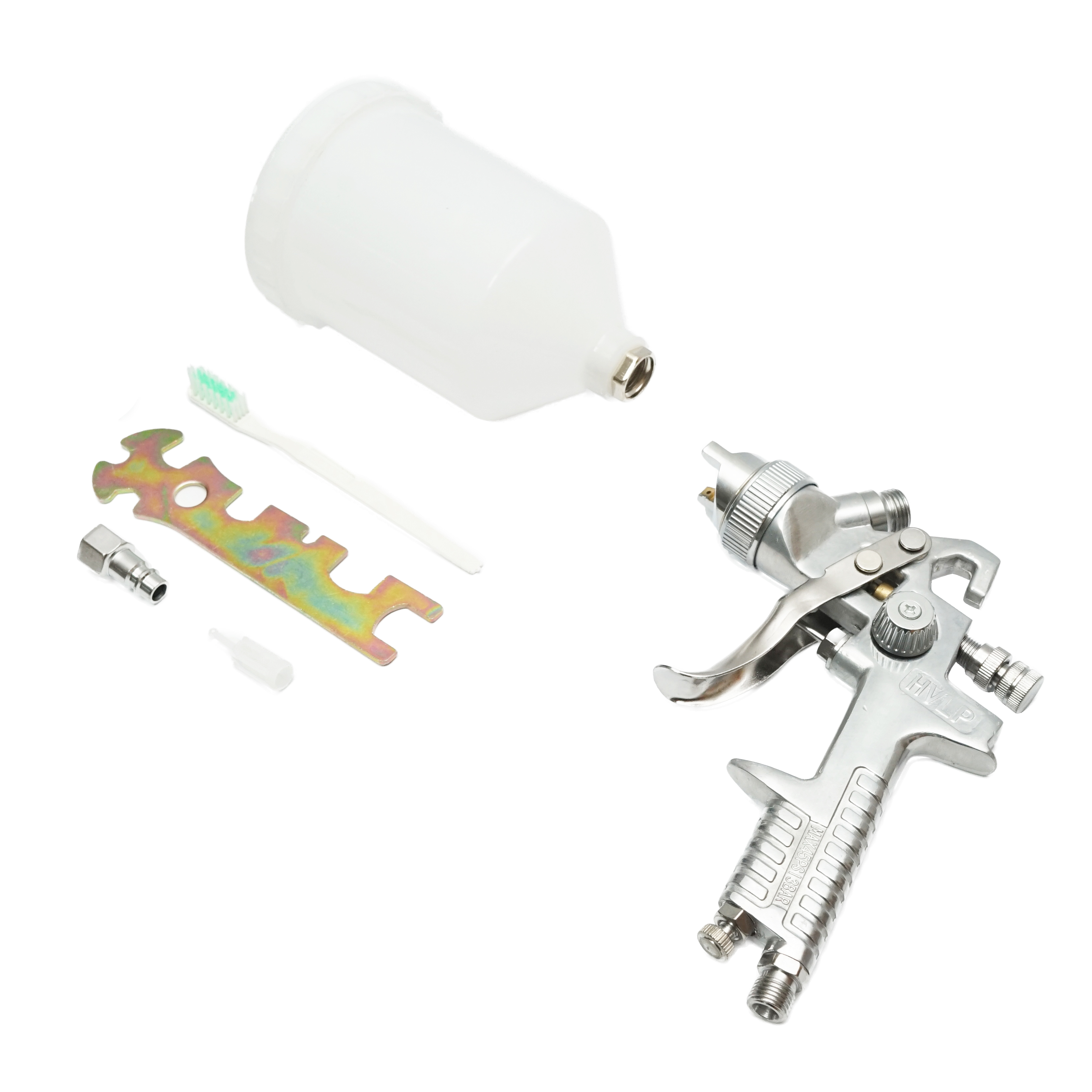 Pistol de vopsit cu aer comprimat 0.6L, cupa din plastic in partea de sus, duza 1.4mm - imagine 2