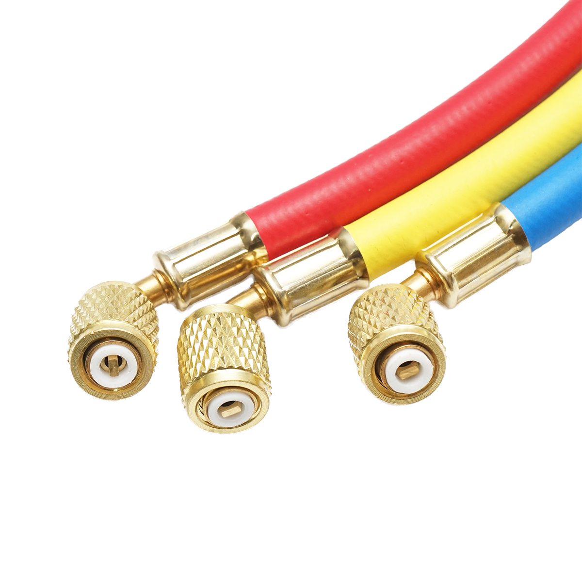 Set furtun 90 cm 3 culori pentru incarcare freon R12, R22, R134a, 404, 502 - imagine 4