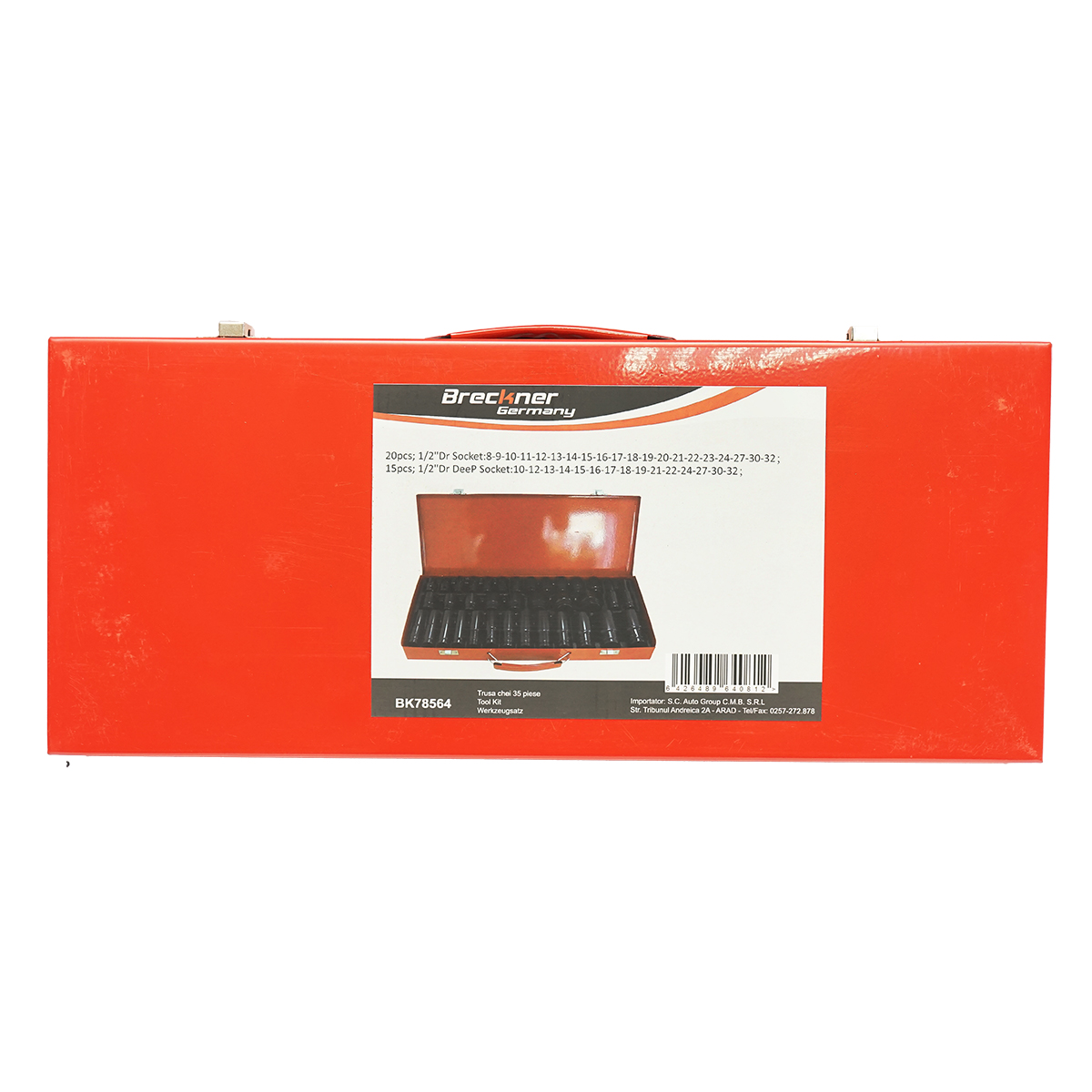 Trusa chei tubulare scurte 8-32mm si lungi 10-32mm, patrat 1/2 inch 35 piese Breckner Germany - imagine 2