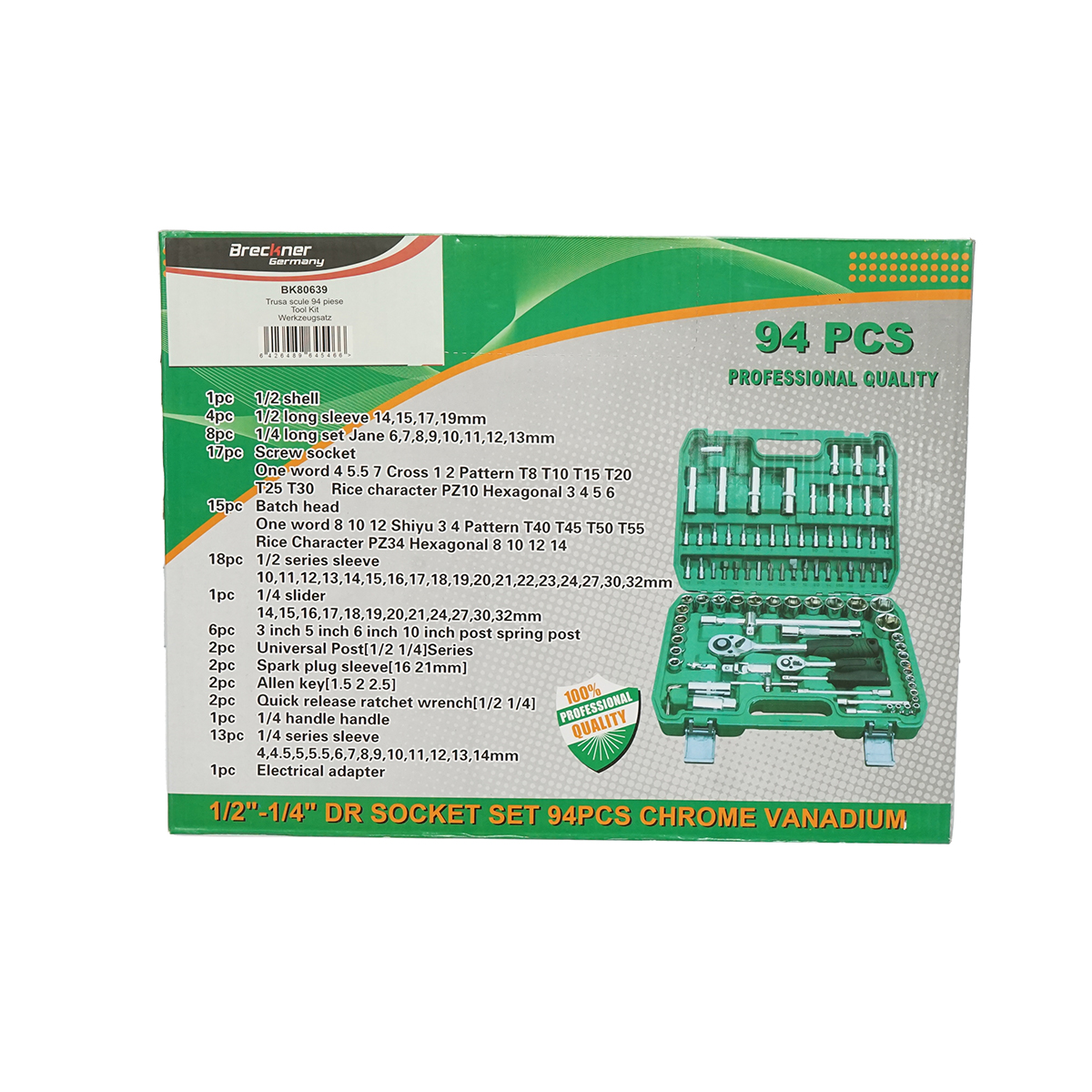 Trusa chei combinate, tubulare, fixe, torx, imbus antrenor cu clichet 94 piese Breckner Germany - imagine 2