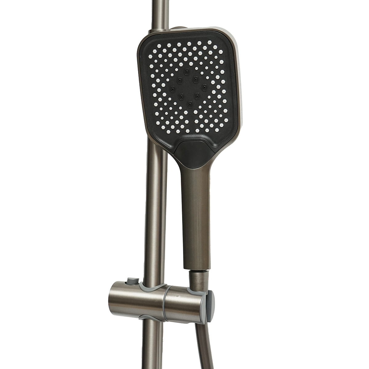 Set dus multifunctional cu termostat, afisaj digital temperatura apa, 4 functii de curgere a apei, pipa cada, dus dreptunghiular, dus de mana, dus bideu, gri - imagine 4
