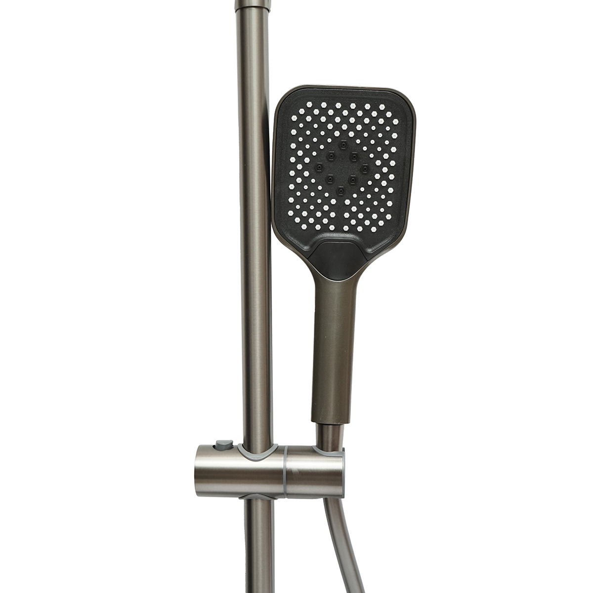 Set dus multifunctional cu termostat, afisaj digital temperatura apa, 4 functii de curgere a apei, pipa cada, dus dreptunghiular, dus de mana, dus bideu, gri - imagine 5