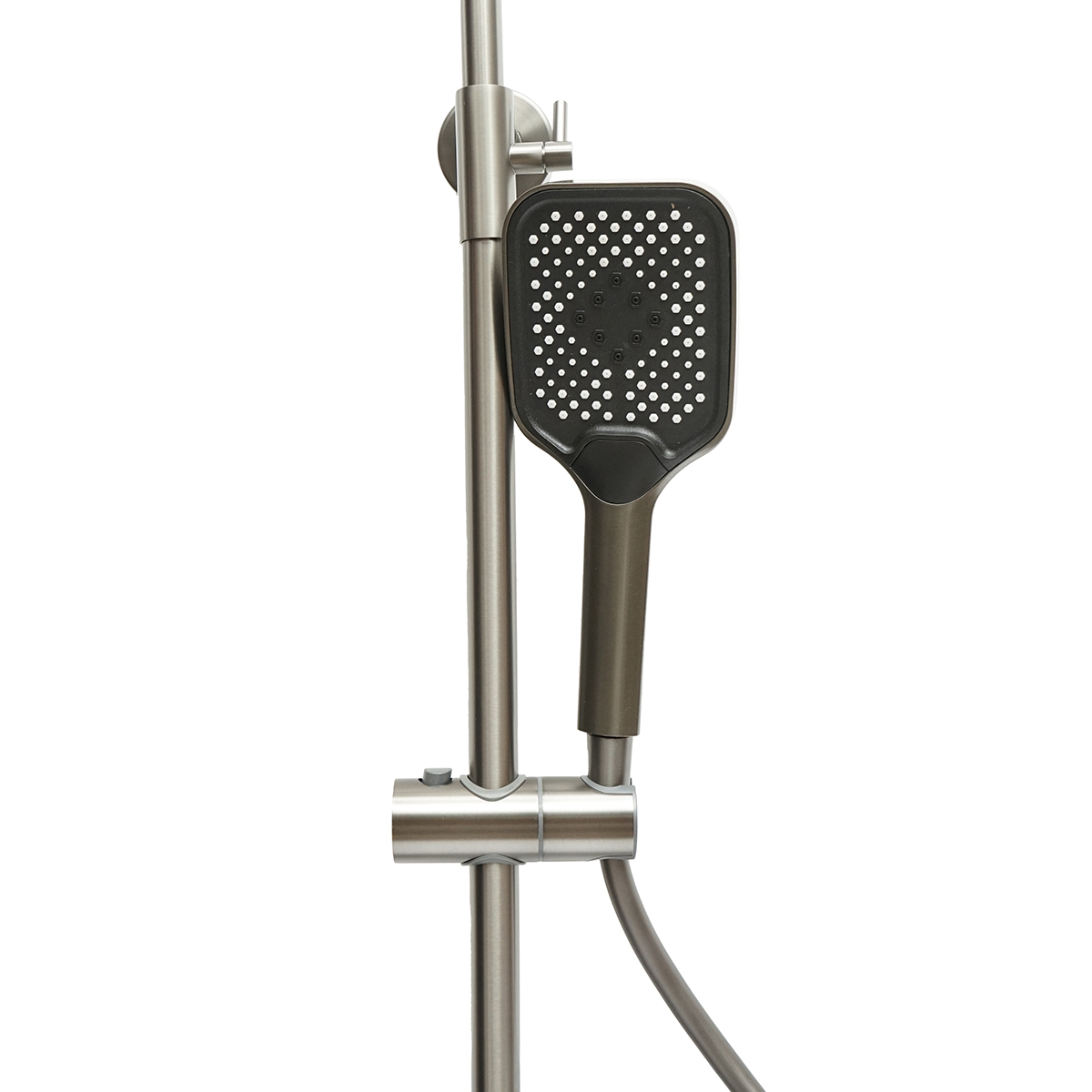 Set dus multifunctional cu termostat, afisaj digital temperatura apa, 4 functii de curgere a apei, pipa cada, dus dreptunghiular, dus de mana, dus bideu, gri - imagine 5