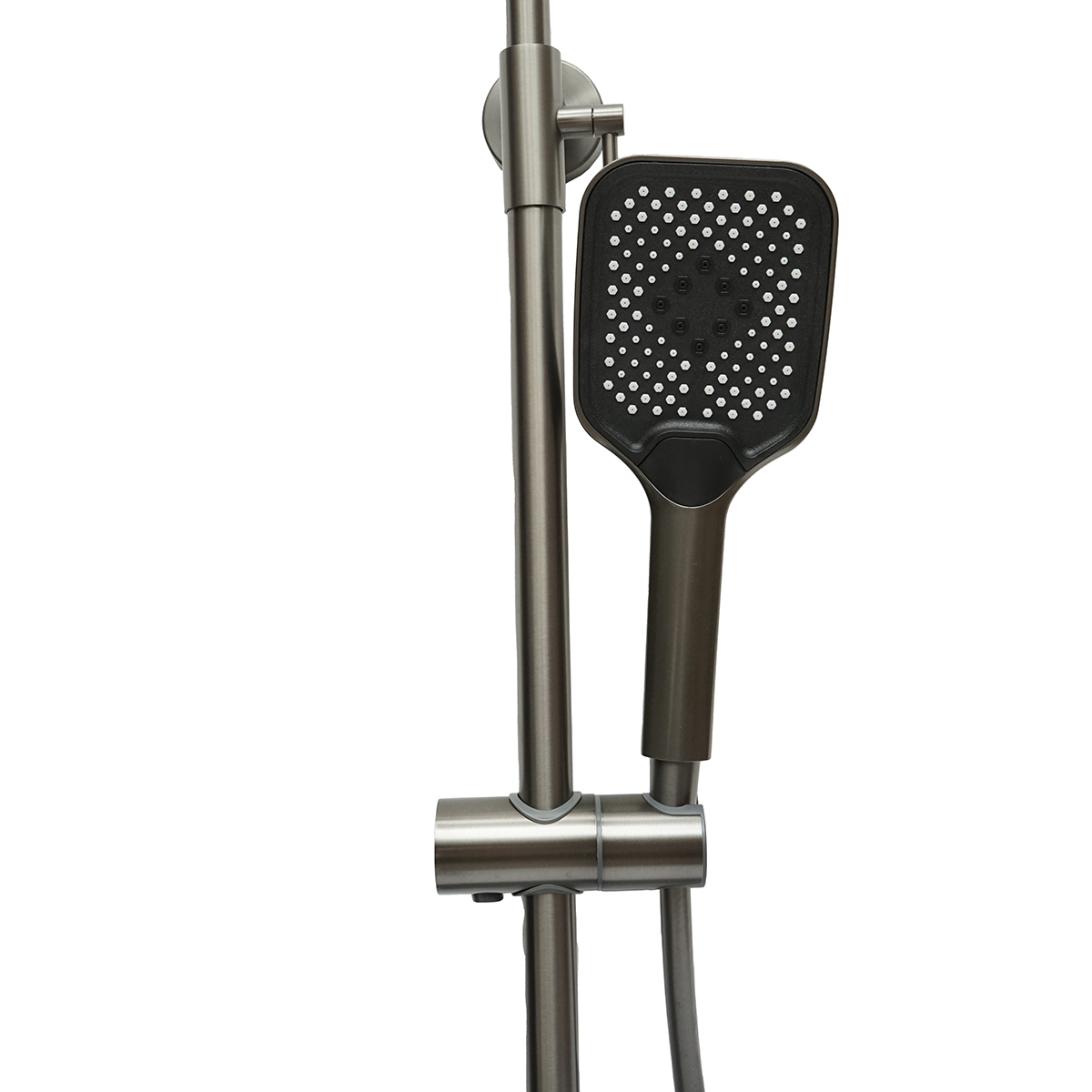 Set dus multifunctional cu termostat, afisaj digital temperatura apa, 4 functii de curgere a apei, pipa cada, dus dreptunghiular, dus de mana, dus bideu, gri - imagine 6