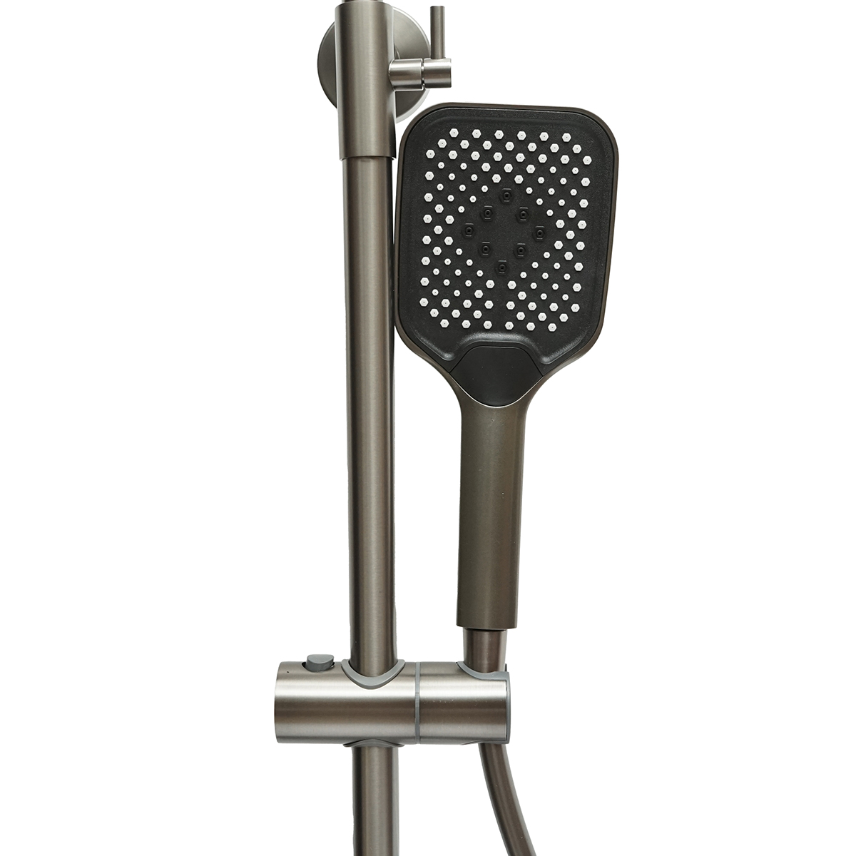 Set dus multifunctional cu termostat, afisaj digital temperatura apa, 4 functii de curgere a apei, pipa cada, dus dreptunghiular, dus de mana, dus bideu, gri - imagine 5