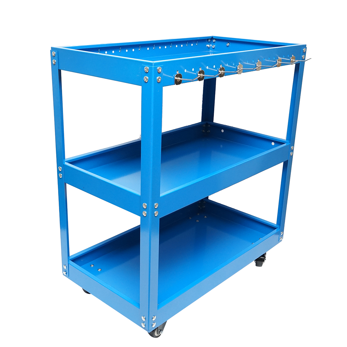 Carucior scule metalic pe roti cu 3 rafturi si suporti unelte 660x360x730mm - imagine 2