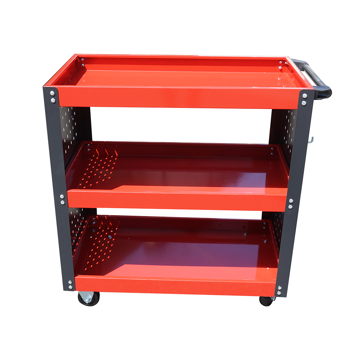 Carucior scule metalic pe roti cu 3 rafturi si suporti unelte 670x370x730mm - imagine 2