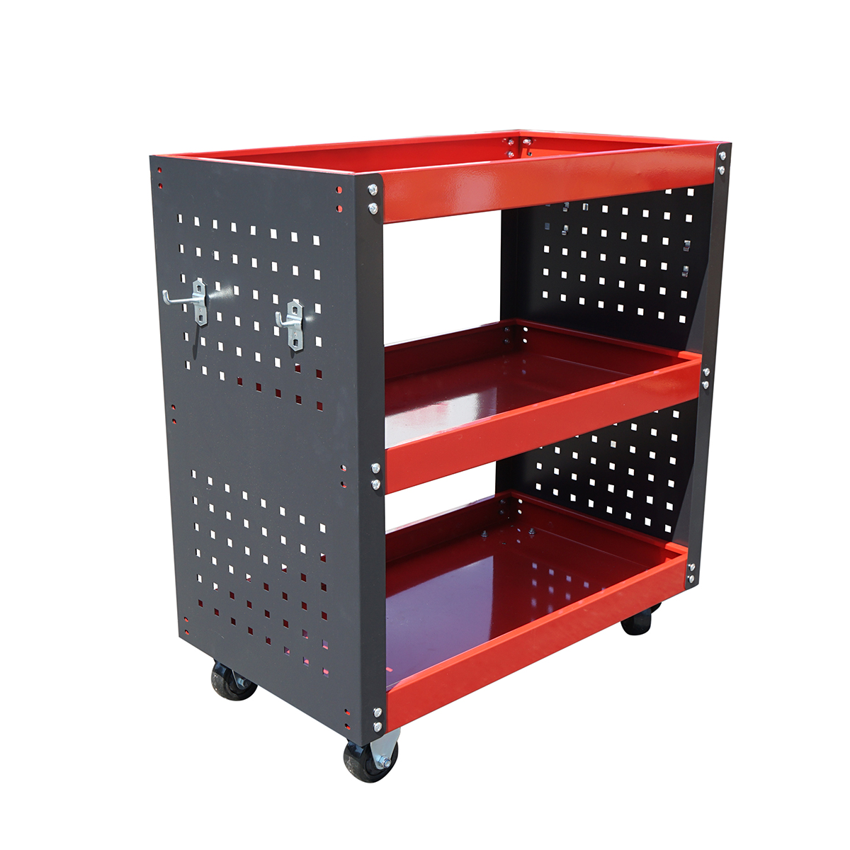 Carucior scule metalic pe roti cu 3 rafturi si suporti unelte 670x370x730mm - imagine 3