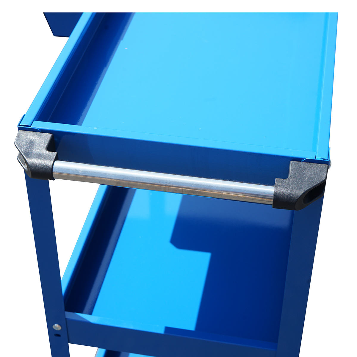 Carucior scule metalic pe roti cu 3 rafturi, compartimente piese si suporturi perforate 660x360x730mm - imagine 8