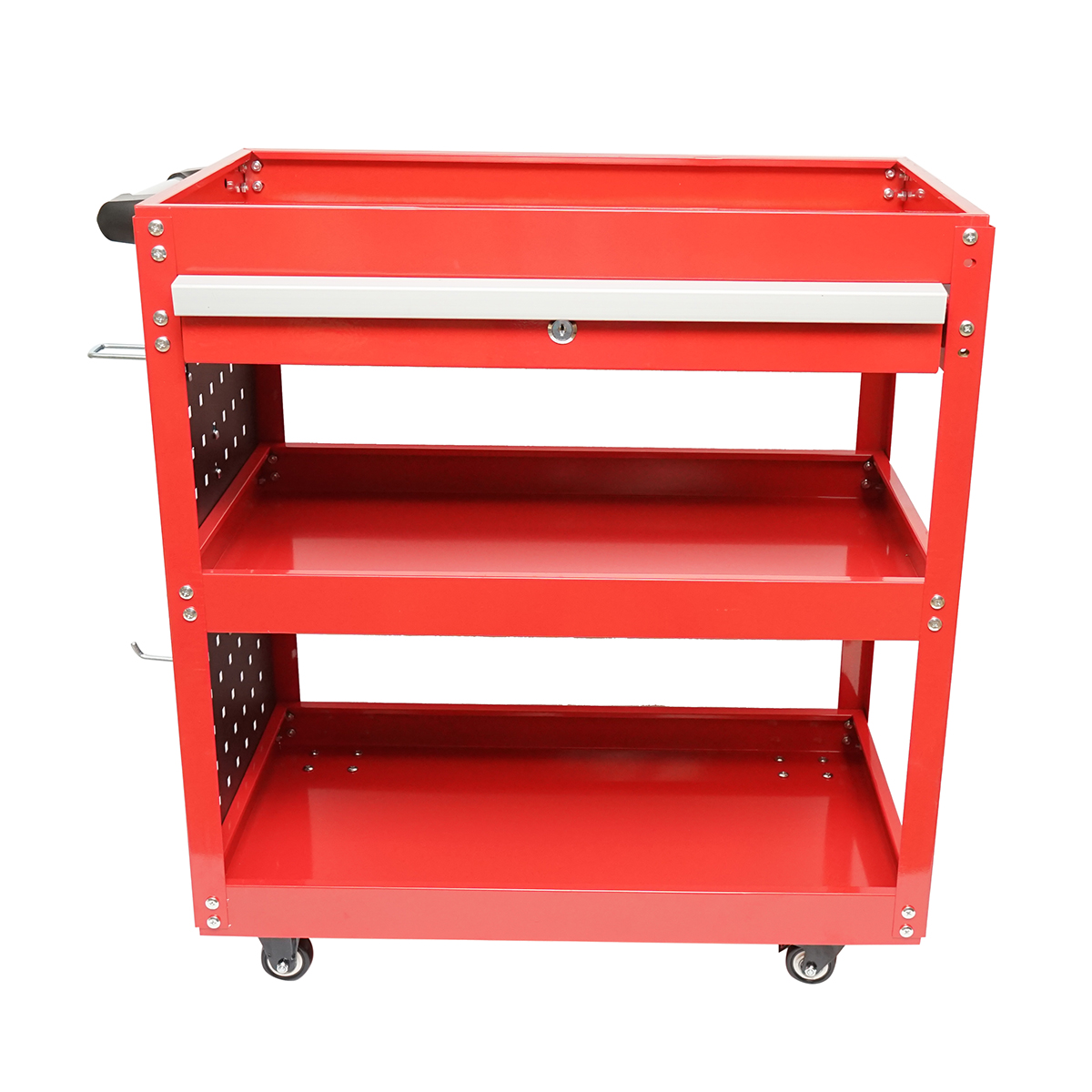 Carucior scule metalic pe roti cu 3 rafturi, sertar si suporti unelte 660x360x730mm - imagine 2