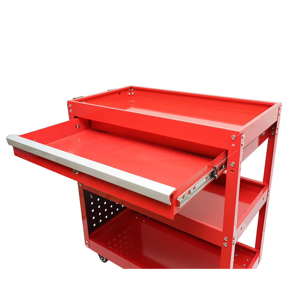 Carucior scule metalic pe roti cu 3 rafturi, sertar si suporti unelte 660x360x730mm - imagine 6