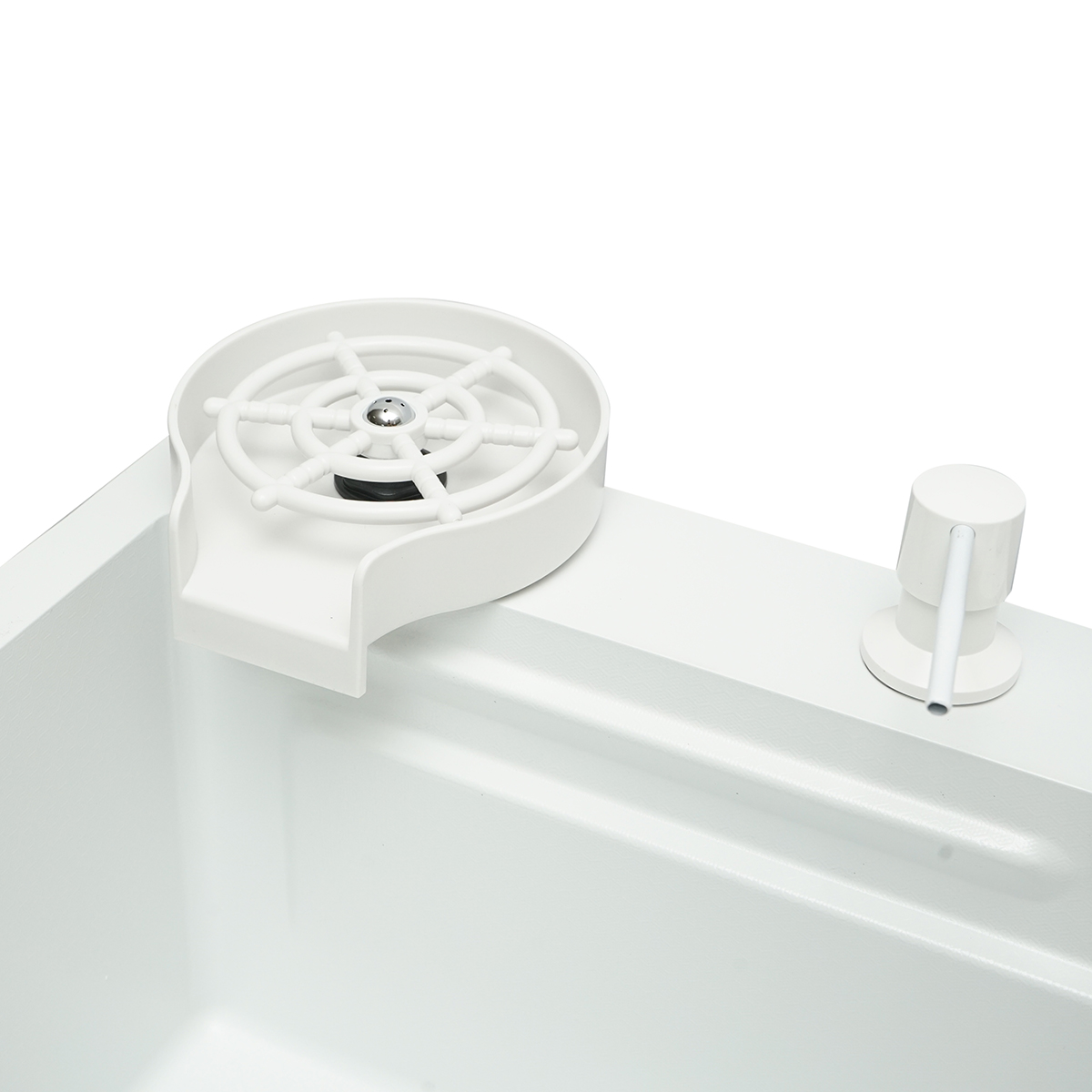 Chiuveta bucatarie multifunctionala din otel inoxidabil cu doua baterii, functie cascada, spalator pahare, dozator sapun, scurgator, tava, tocator si accesorii scurgere incluse, dimensiune 60x45x22cm - imagine 9