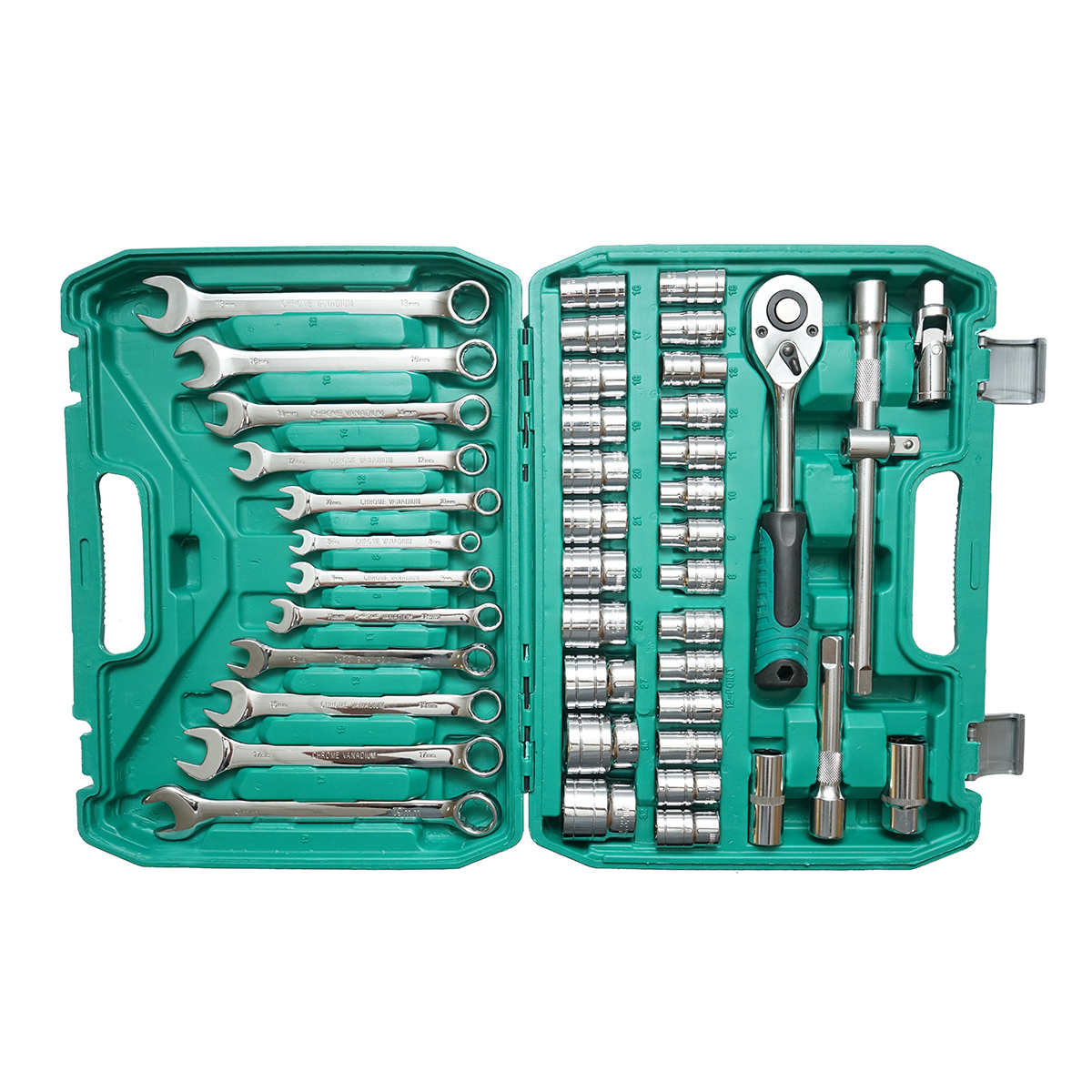 Trusa chei tubulare combinate 8-32mm si chei fixe 8-19mm, 1/2 antrenor cu clichet 44 piese Breckner Germany - imagine 3