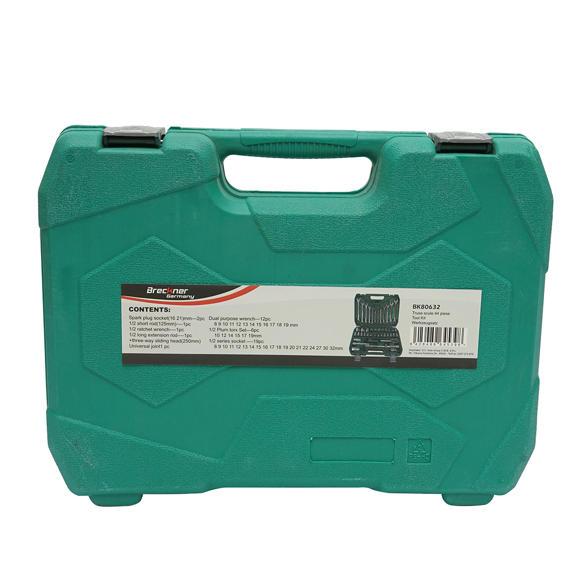 Trusa chei tubulare combinate 8-32mm si chei fixe 8-19mm, 1/2 antrenor cu clichet 44 piese Breckner Germany - imagine 2
