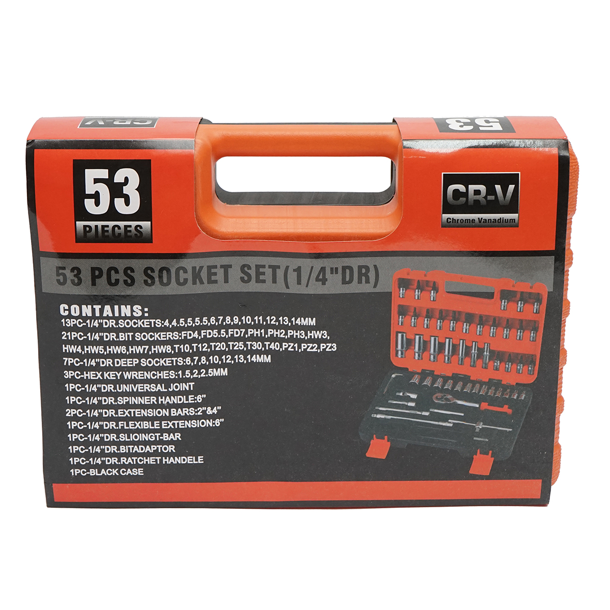 Trusa chei tubulare lungi si scurte, biti, hex, torx, antrenor cu clichet 1/4 inch 53 piese Breckner Germany - imagine 2
