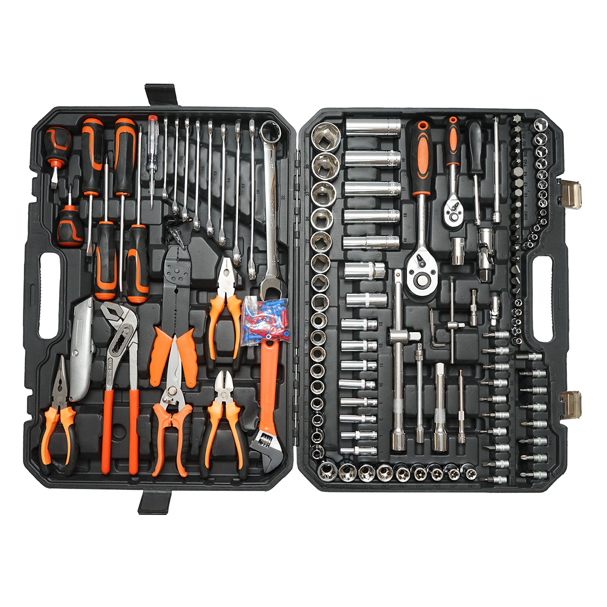 Trusa chei tubulare, chei fixe, biti, torx cu scule si unelte 160 piese Breckner Germany - imagine 2