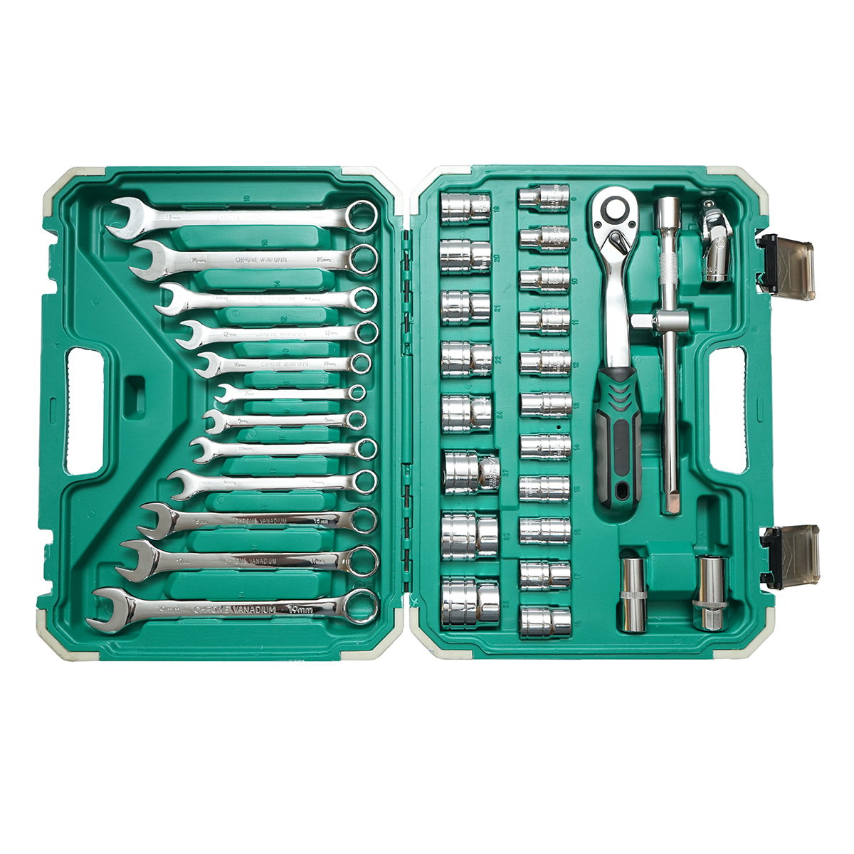Trusa chei tubulare 8-32mm si chei fixe combinate 8-19mm, 1/2 antrenor cu clichet 37 piese Breckner Germany - imagine 2