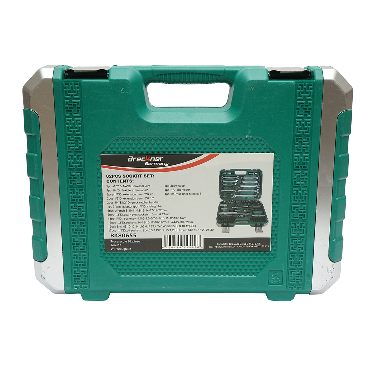 Trusa chei tubulare 4-32mm si chei fixe combinate 8-22mm, biti, hex, torx, antrenor cu clichet 82 piese Breckner Germany - imagine 3