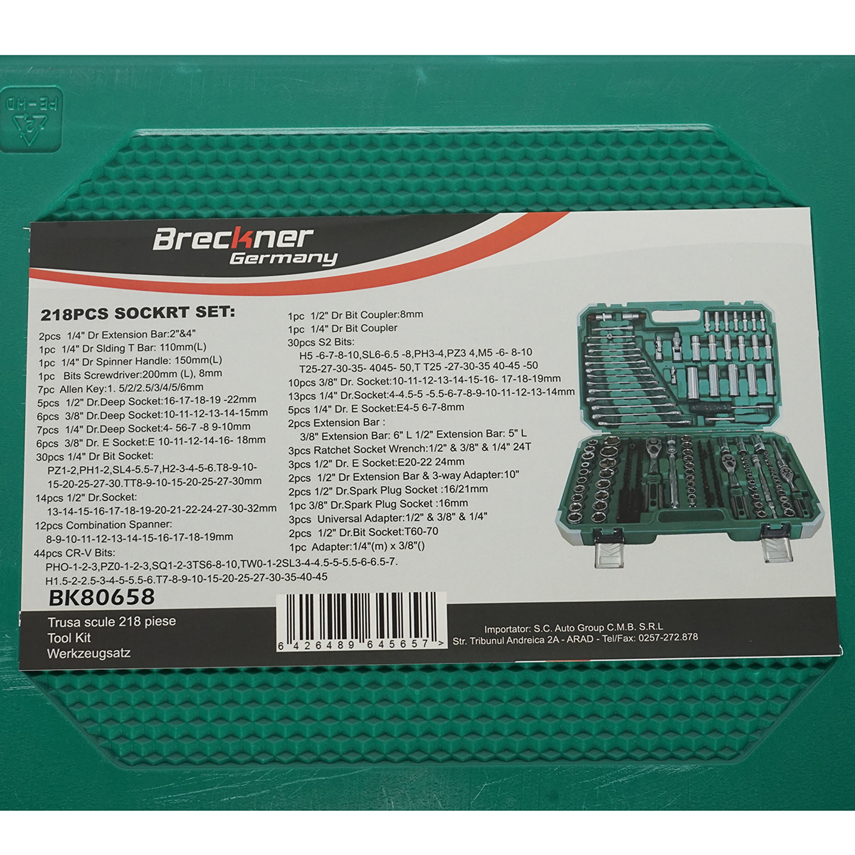 Trusa chei tubulare, hexagonale, priza adanca 4-32mm, chei fixe 8-19mm, biti, torx, hex, spline 218 piese Breckner Germany - imagine 2