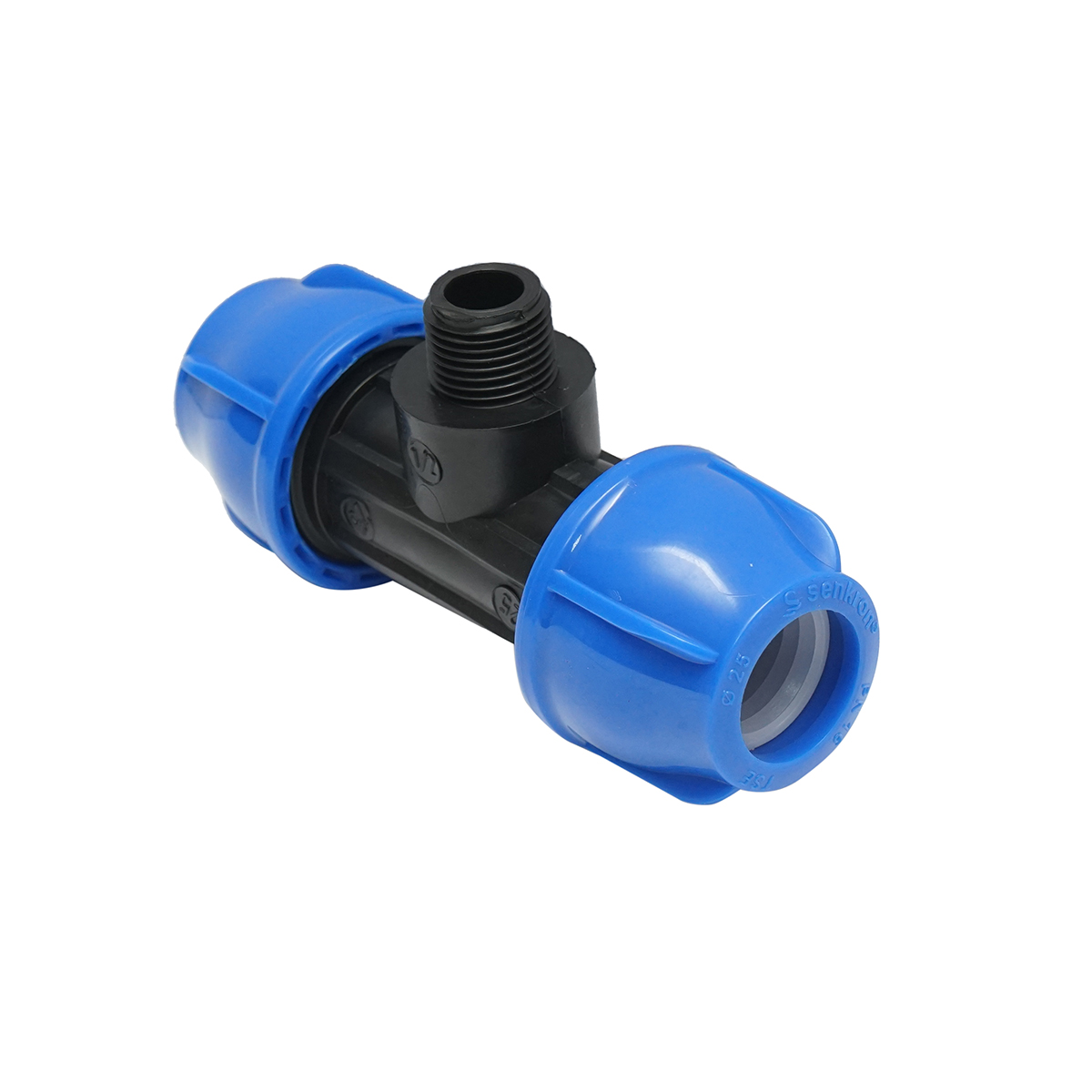 Teu compresiune cu filet exterior tata 90 grade D25x25mmx1/2, PN16 bar pentru sisteme de irigatii - imagine 2