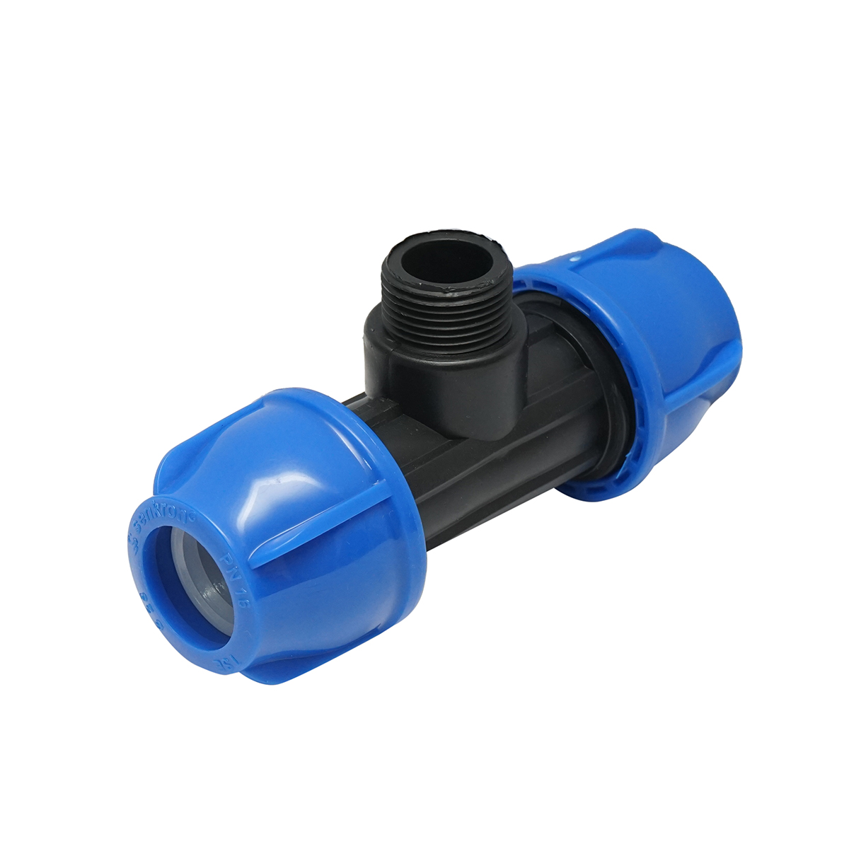 Teu compresiune cu filet exterior tata 90 grade D25x25mmx3/4, PN16 bar pentru sisteme de irigatii - imagine 2