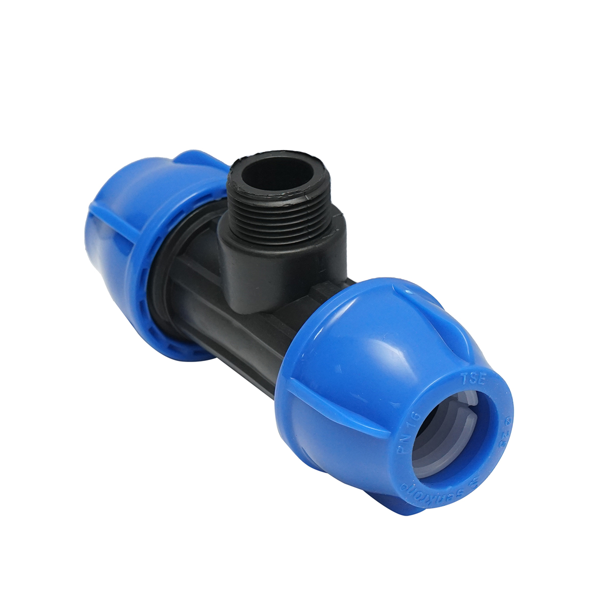 Teu compresiune cu filet exterior tata 90 grade D25x25mmx3/4, PN16 bar pentru sisteme de irigatii - imagine 3