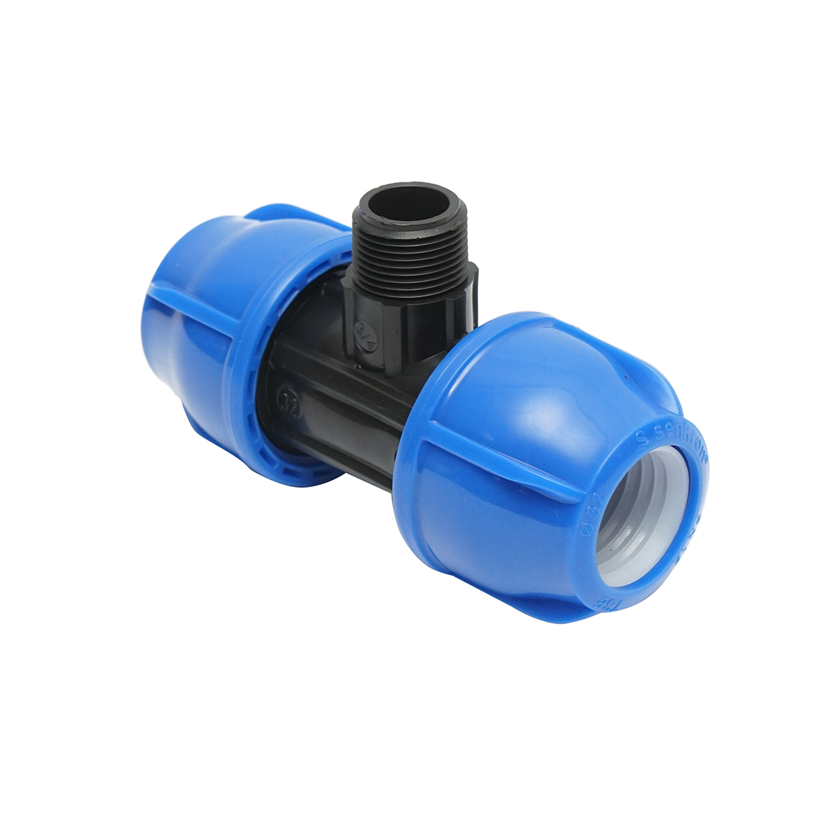 Teu compresiune cu filet exterior tata 90 grade D32x32mmx3/4, PN16 bar pentru sisteme de irigatii - imagine 2
