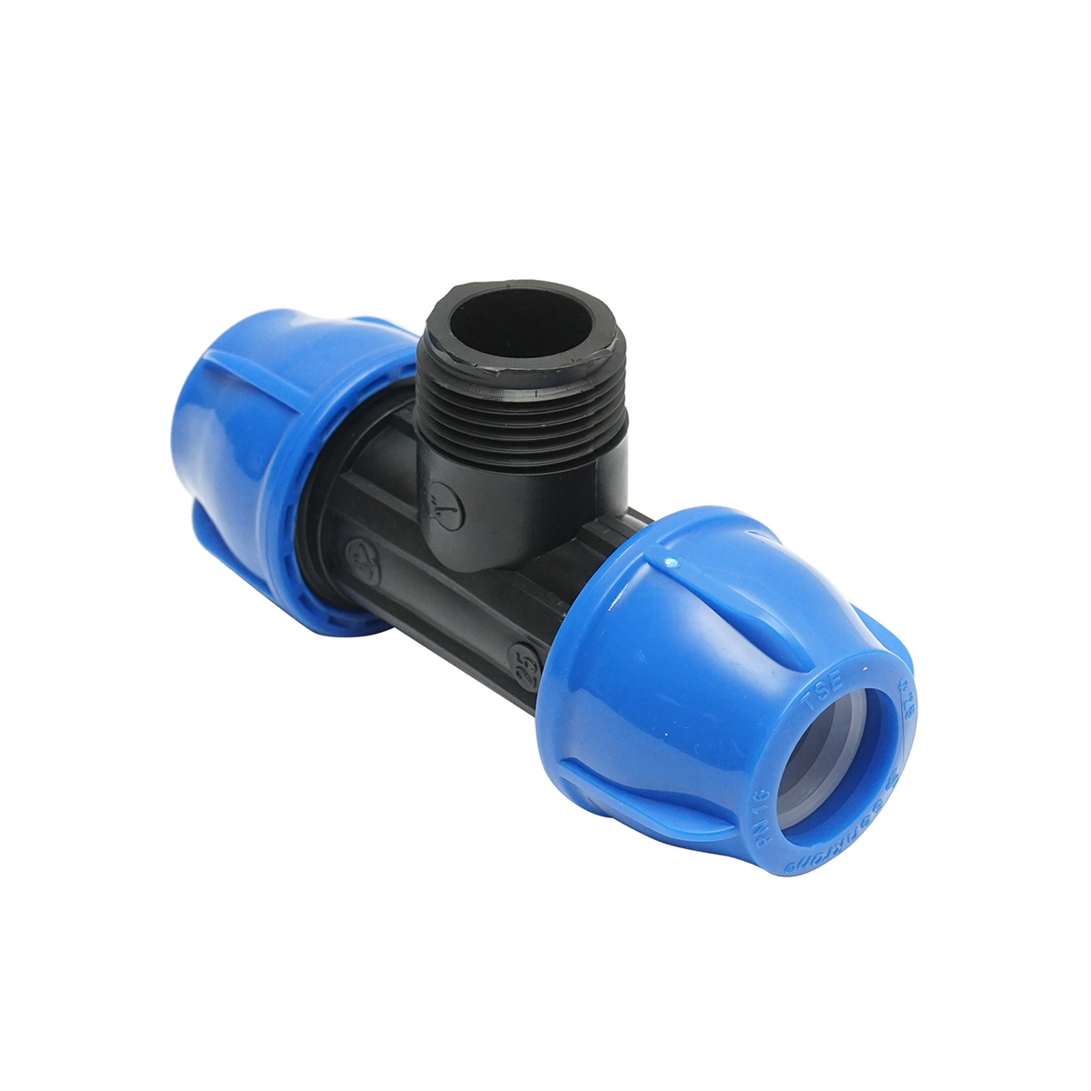Teu compresiune cu filet exterior tata 90 grade D25x25mmx1, PN16 bar pentru sisteme de irigatii - imagine 2