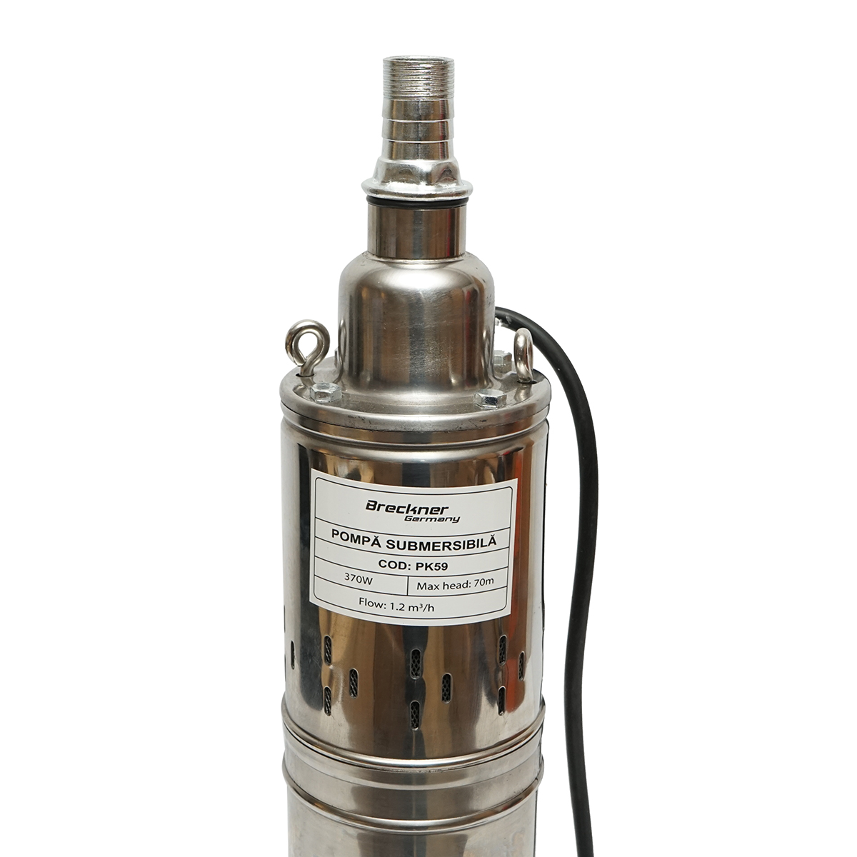 Pompa apa submersibila 370W 220V, D100mm, 20 l/min, 1.2 m3/h, H70m, motor uscat 2860 rpm 4QGD1.2-50-0.37 Breckner Germany - imagine 4