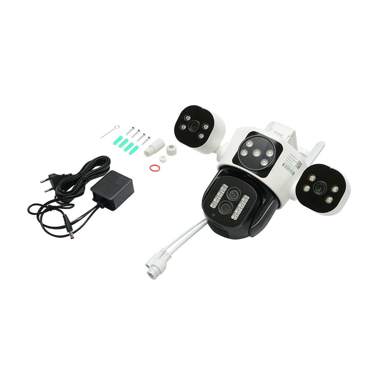 Camera de supraveghere 4 lentile, 3 obiective 16 MP, WIFI 2.4GHz, rotire 360 grade PTZ cu senzor de miscare, zoom 10X, alarma, IR night vision, detectie umana si aplicatie IPC360 Home - imagine 2