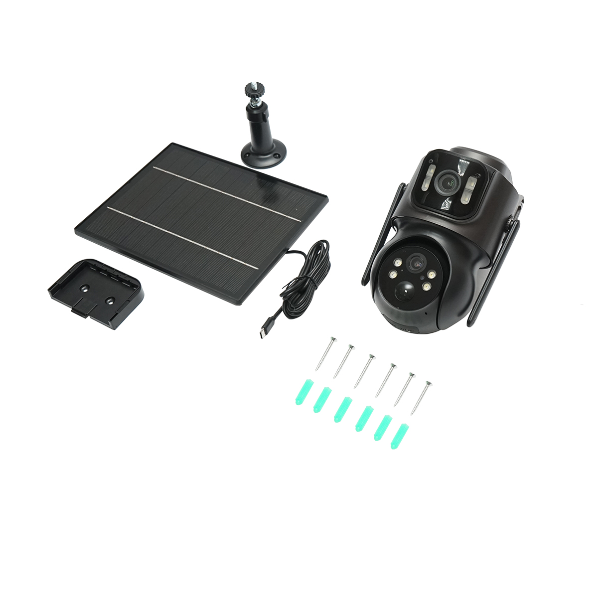 Camera supraveghere lentila duala 4 MP cu panou solar 7.6W, baterie 18650 incarcare rapida, WIFI 2.4 GHz, rotativa 360 grade PTZ cu senzor de miscare, detectie umana PIR, alarma, night vision si aplicatie iCSee - imagine 2