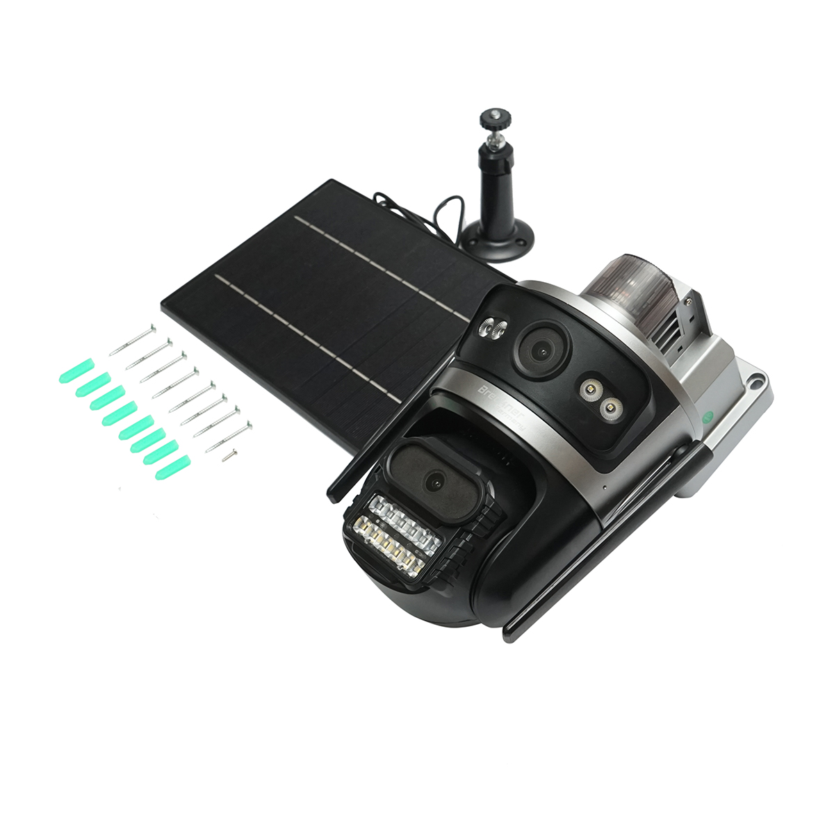 Camera supraveghere lentila duala 4 MP, cartela sim 4G, WIFI 2.4 GHz cu panou solar 7.6W, baterie 18650 incarcare rapida, rotativa 360 grade PTZ cu senzor de miscare, detectie umana PIR, alarma, night vision si aplicatie iCSee - imagine 2