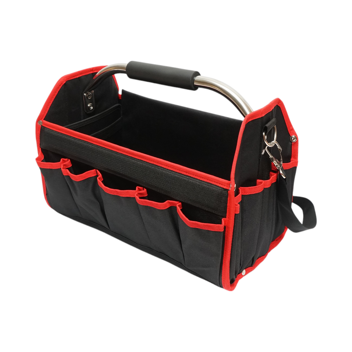 Geanta scule si unelte deschisa cu 15 buzunare, maner otel inoxidabil 420x210x290mm