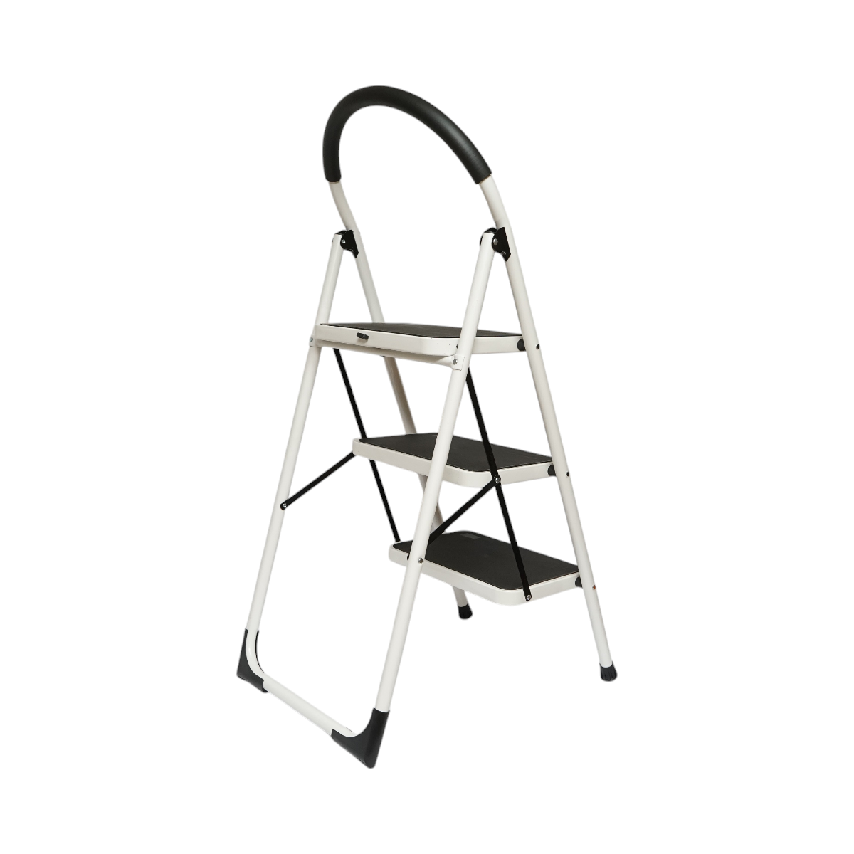 Scara metalica pliabila, 3 trepte cauciuc antiderapant, inaltime 127cm, sarcina maxima 150Kg Crownman - imagine 3