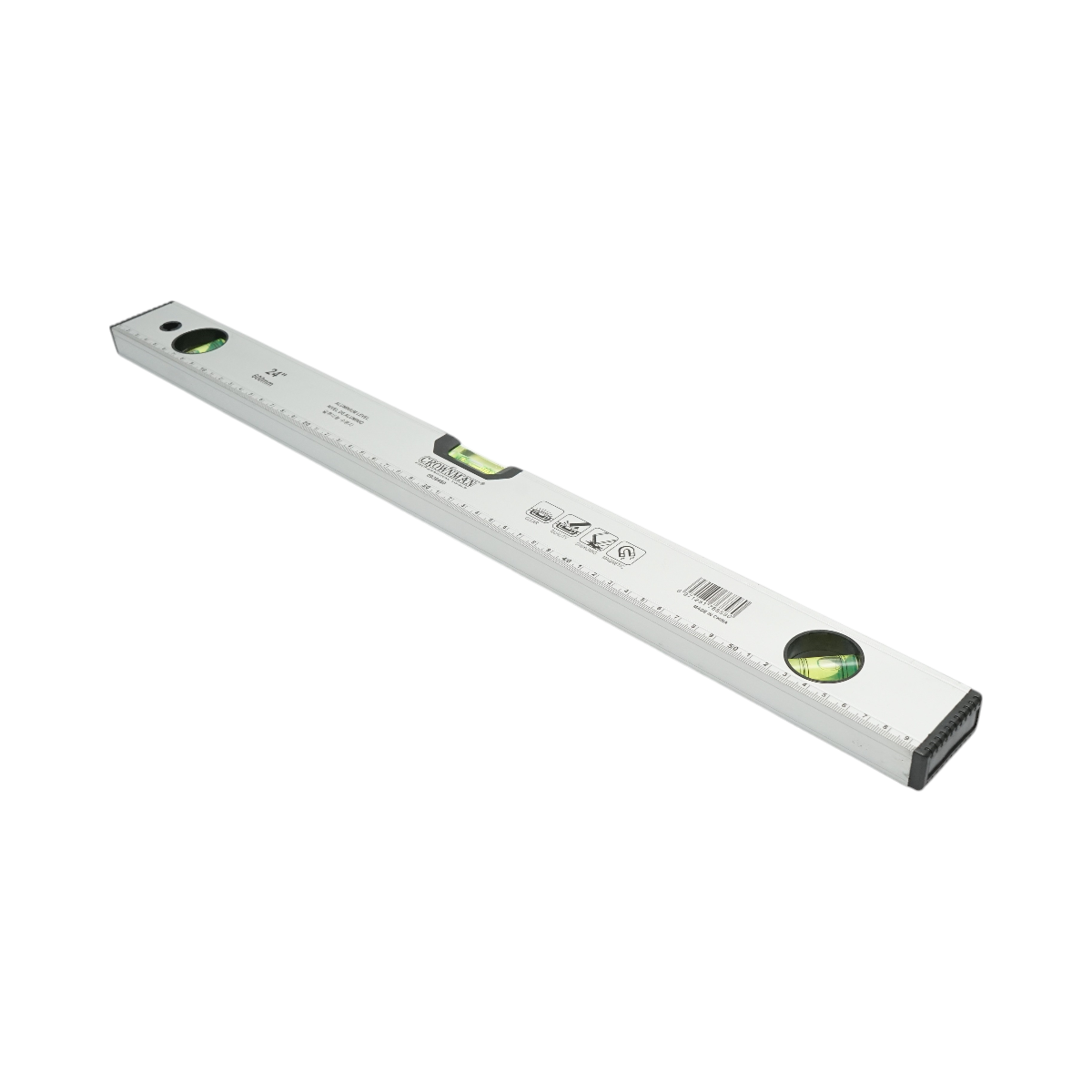 Nivela aluminiu magnetica 600mm, 3 bule de nivel, rigla gradata 0-60cm Crownman - imagine 4