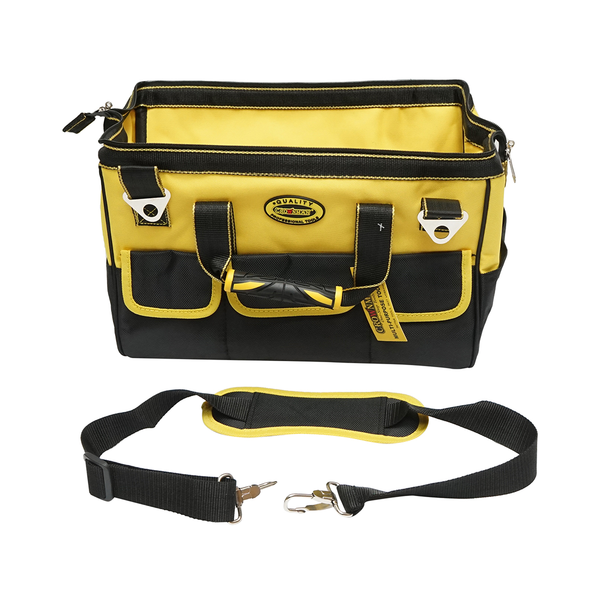 Geanta scule cu 14 buzunare, curea umar, manere cauciuc, material textil Oxford 410x240x300mm Crownman - imagine 2